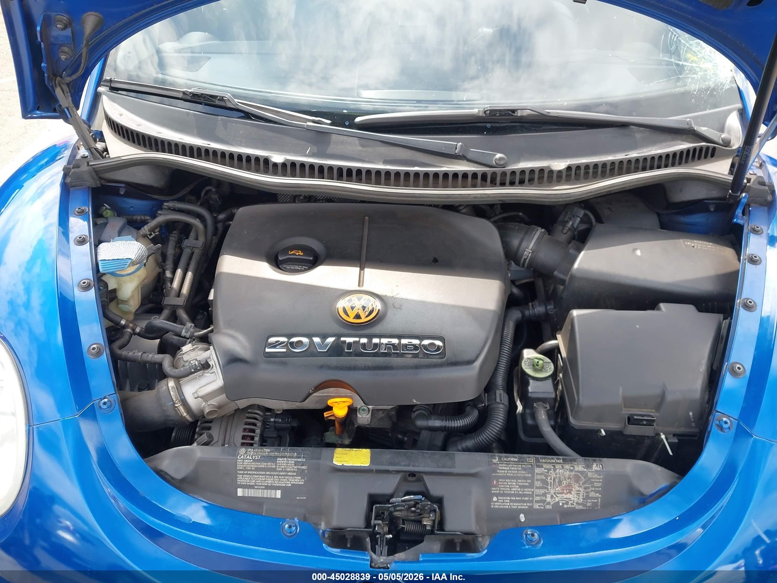 2003 Volkswagen New Beetle Gls 1.8t Blue vin: 3VWCD21C83M438740