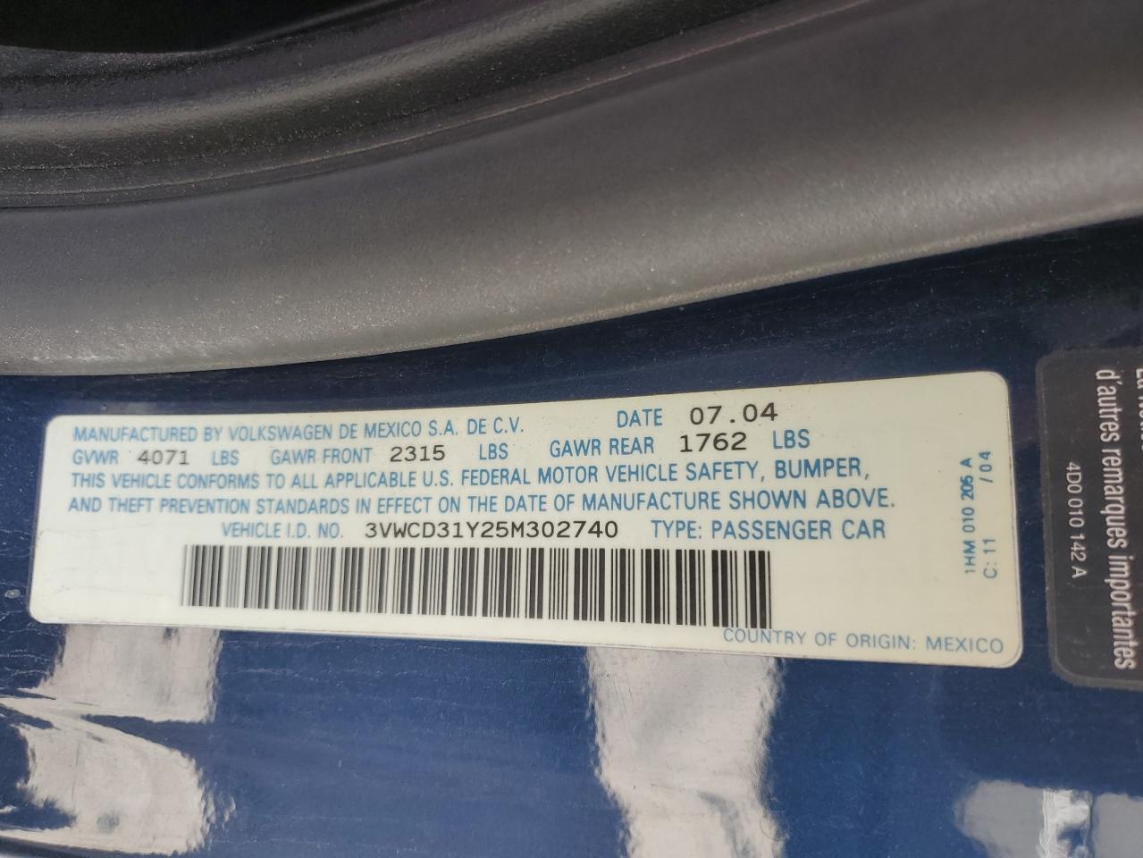 2005 Volkswagen New Beetle Blue vin: 3VWCD31Y25M302740