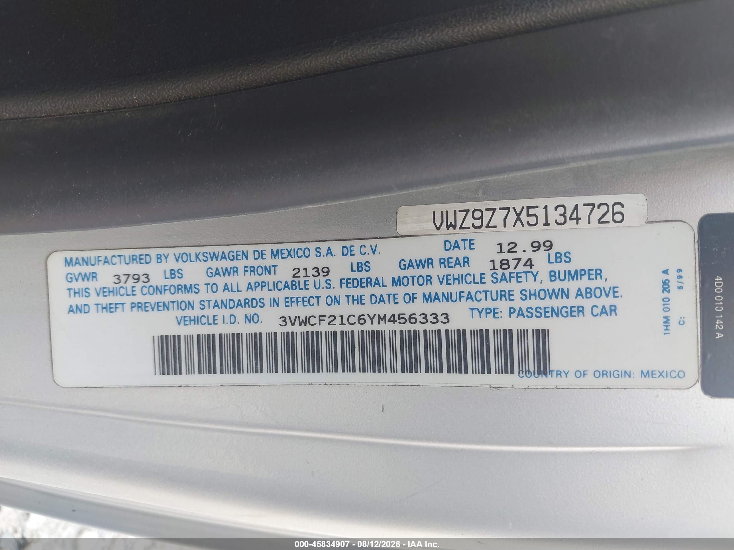 2000 Volkswagen New Beetle Gls Tdi Silver vin: 3VWCF21C6YM456333