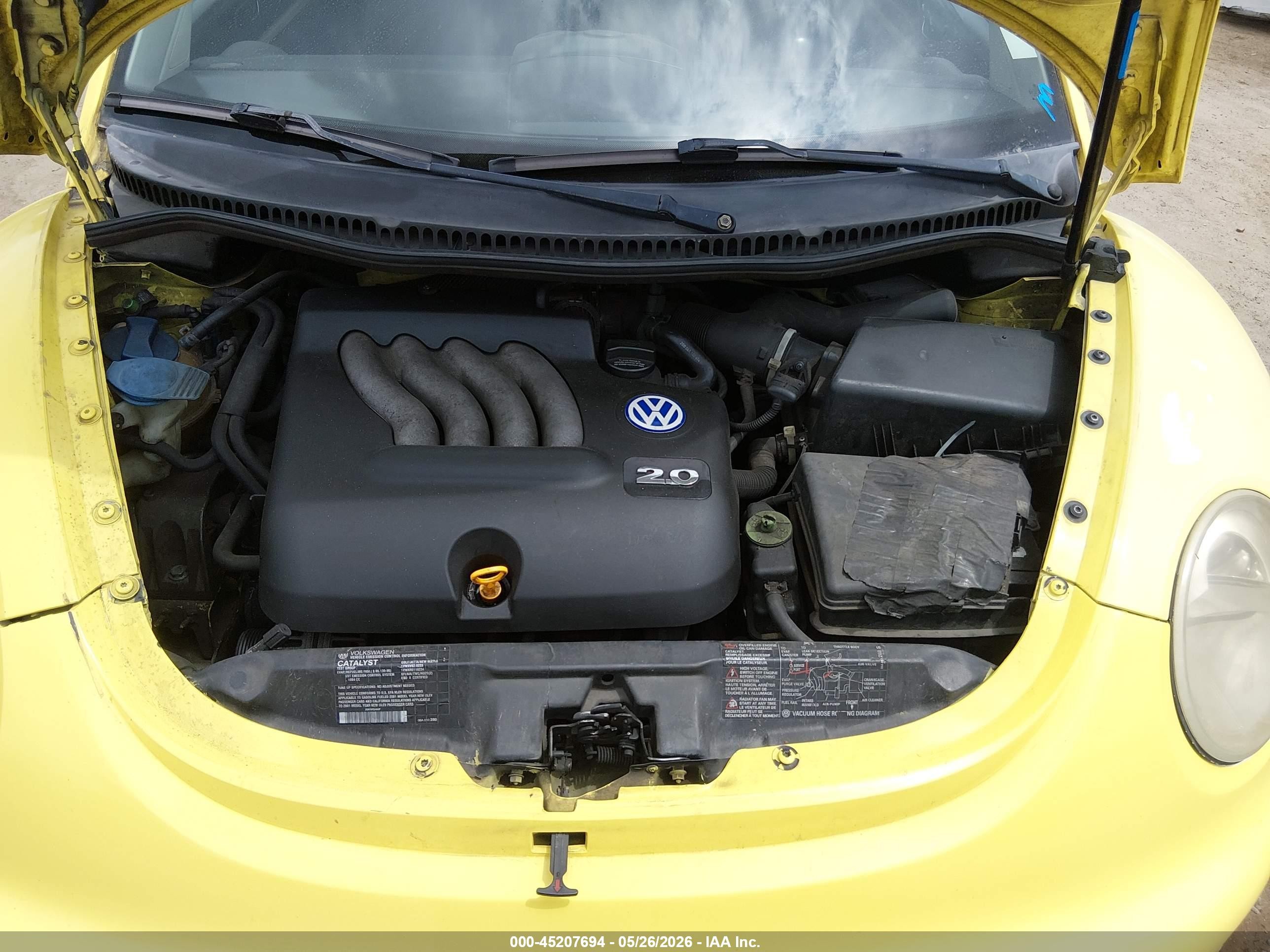 2001 Volkswagen New Beetle Gls Желтый vin: 3VWCK21C61M458276