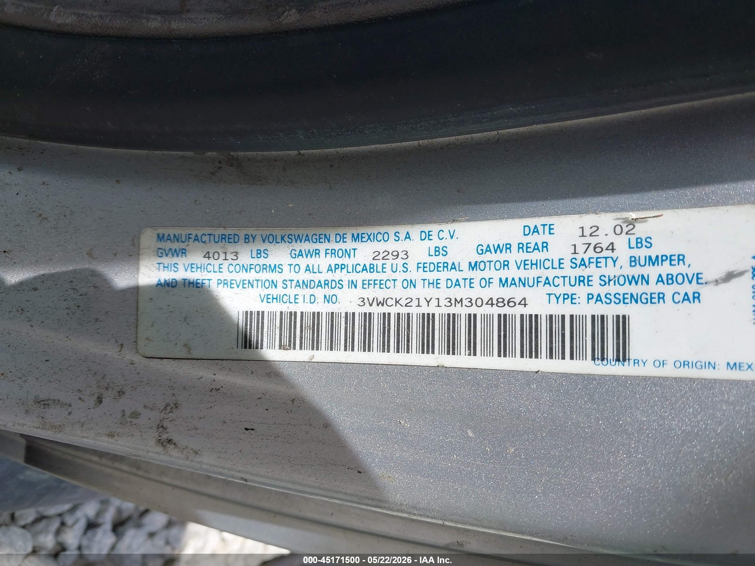 2003 Volkswagen New Beetle Gls Silver vin: 3VWCK21Y13M304864