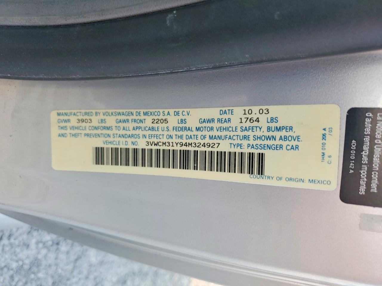 2004 Volkswagen New Beetle Gls Серебряный vin: 3VWCM31Y94M324927