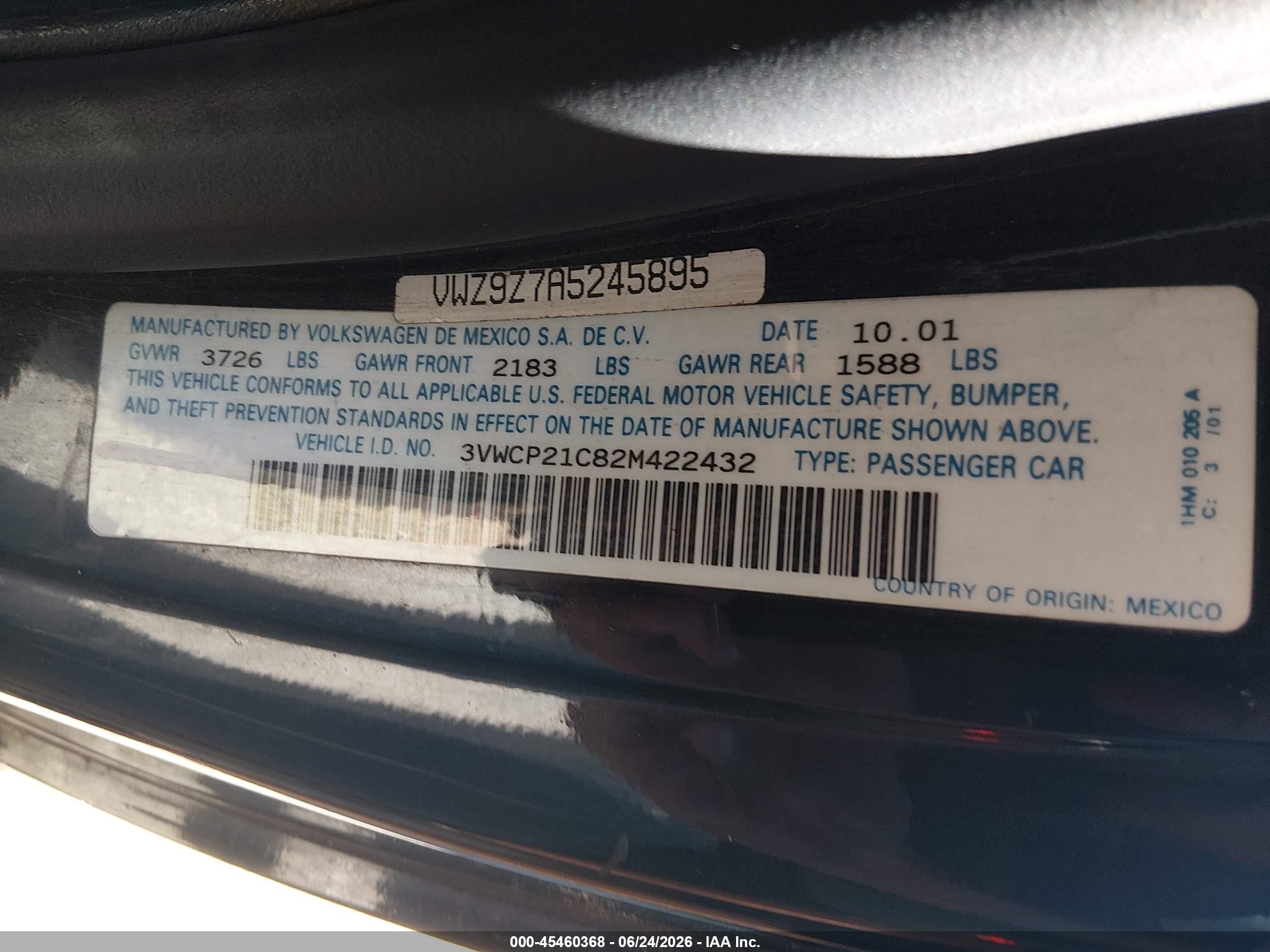 2002 Volkswagen New Beetle Gls Tdi Black vin: 3VWCP21C82M422432
