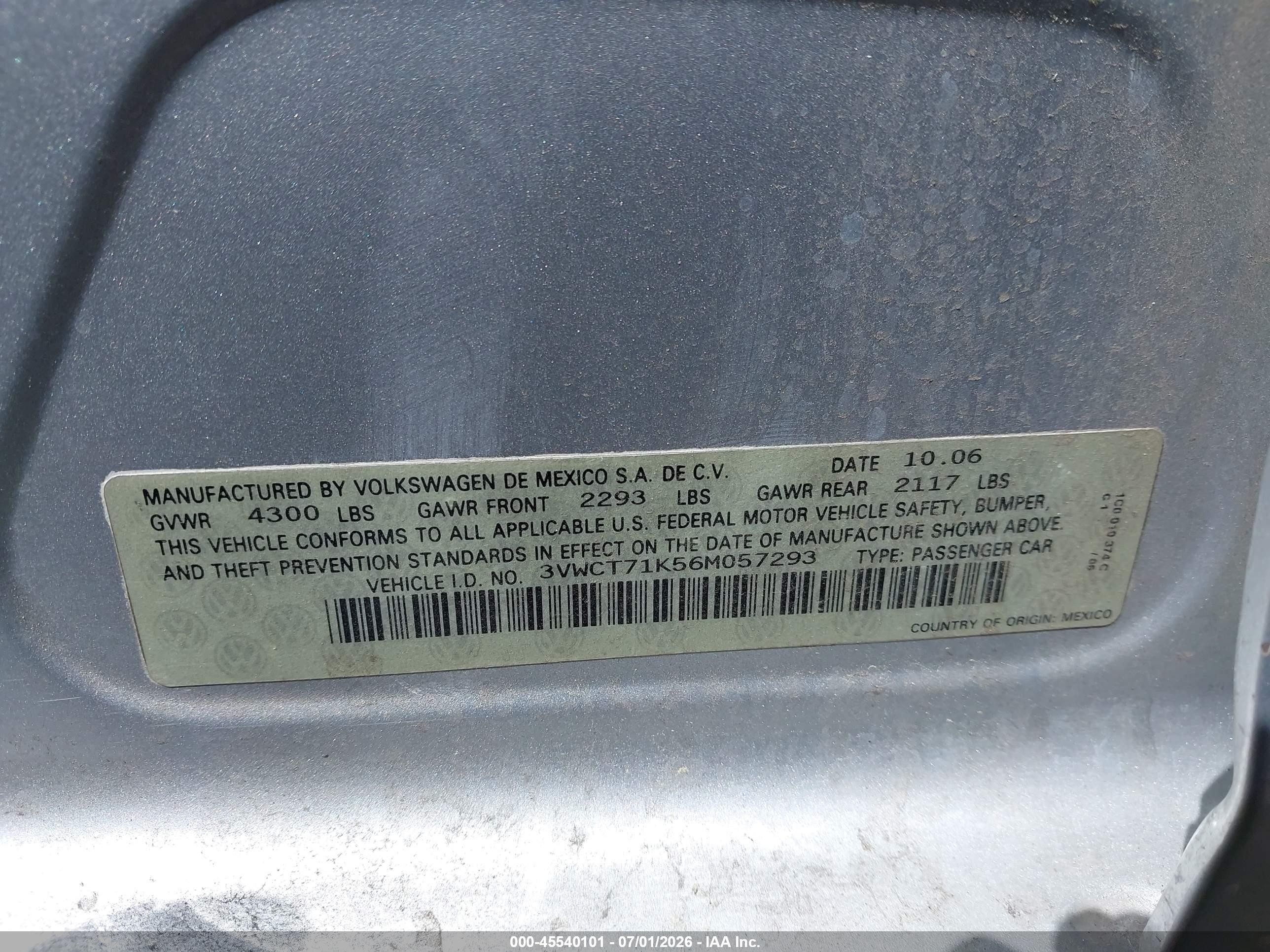 2006 Volkswagen Jetta Diesel Серебряный vin: 3VWCT71K56M057293