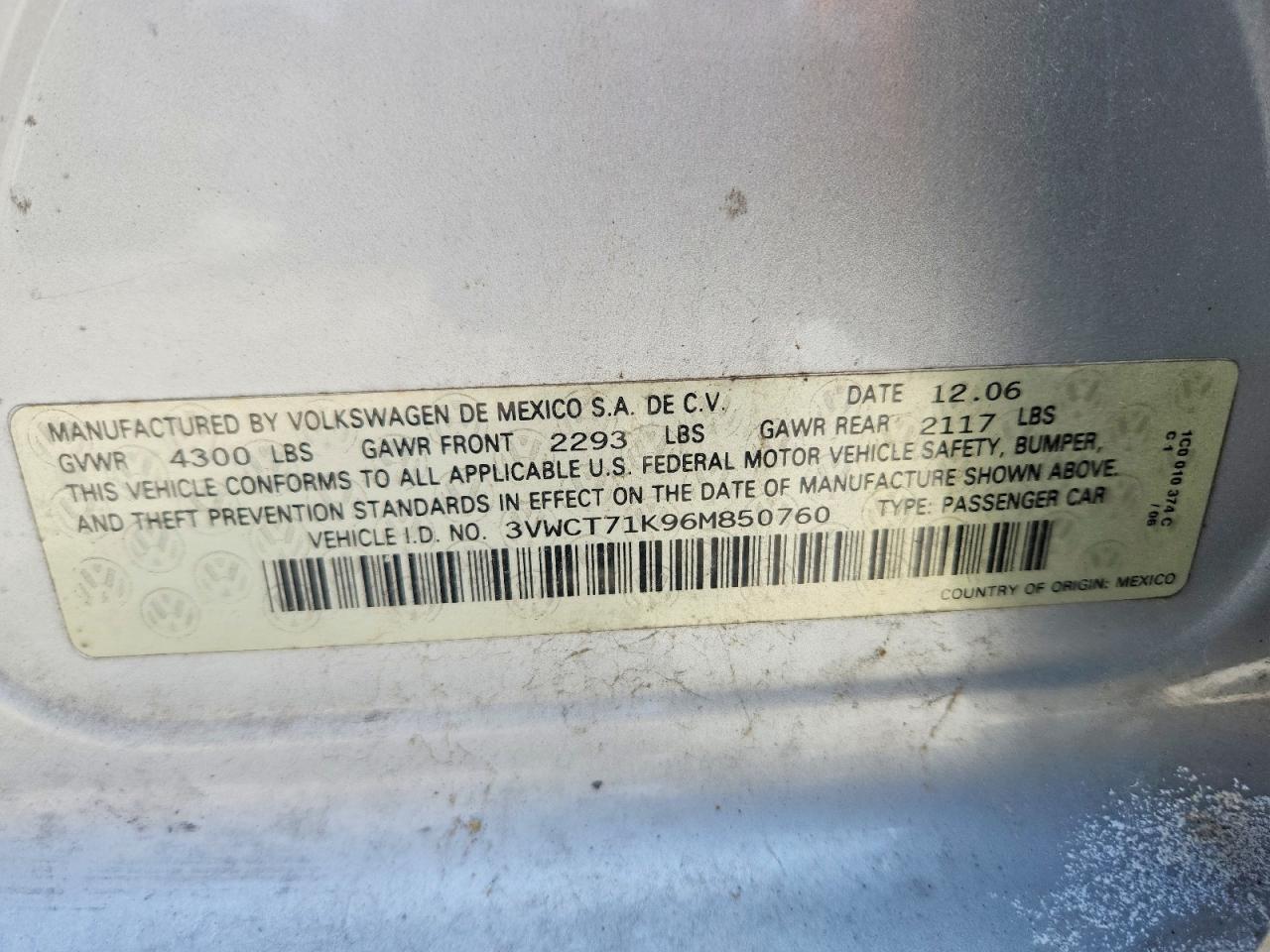 2006 Volkswagen Jetta Tdi Серебряный vin: 3VWCT71K96M850760