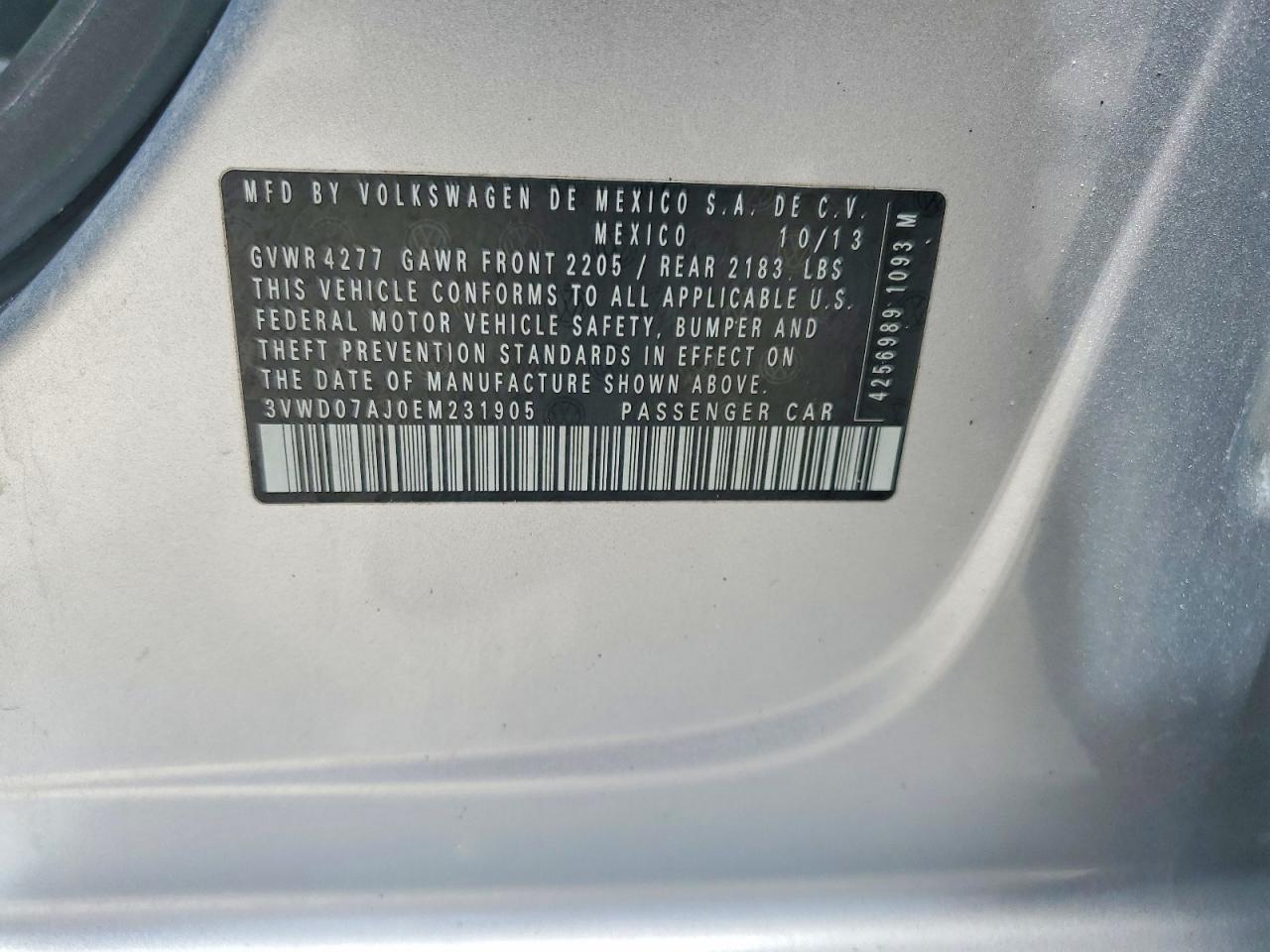 2014 Volkswagen Jetta Se Silver vin: 3VWD07AJ0EM231905