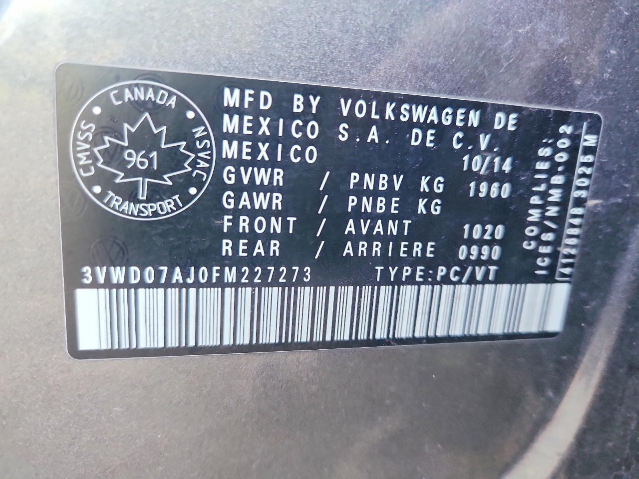 2015 Volkswagen Jetta Se Gray vin: 3VWD07AJ0FM227273