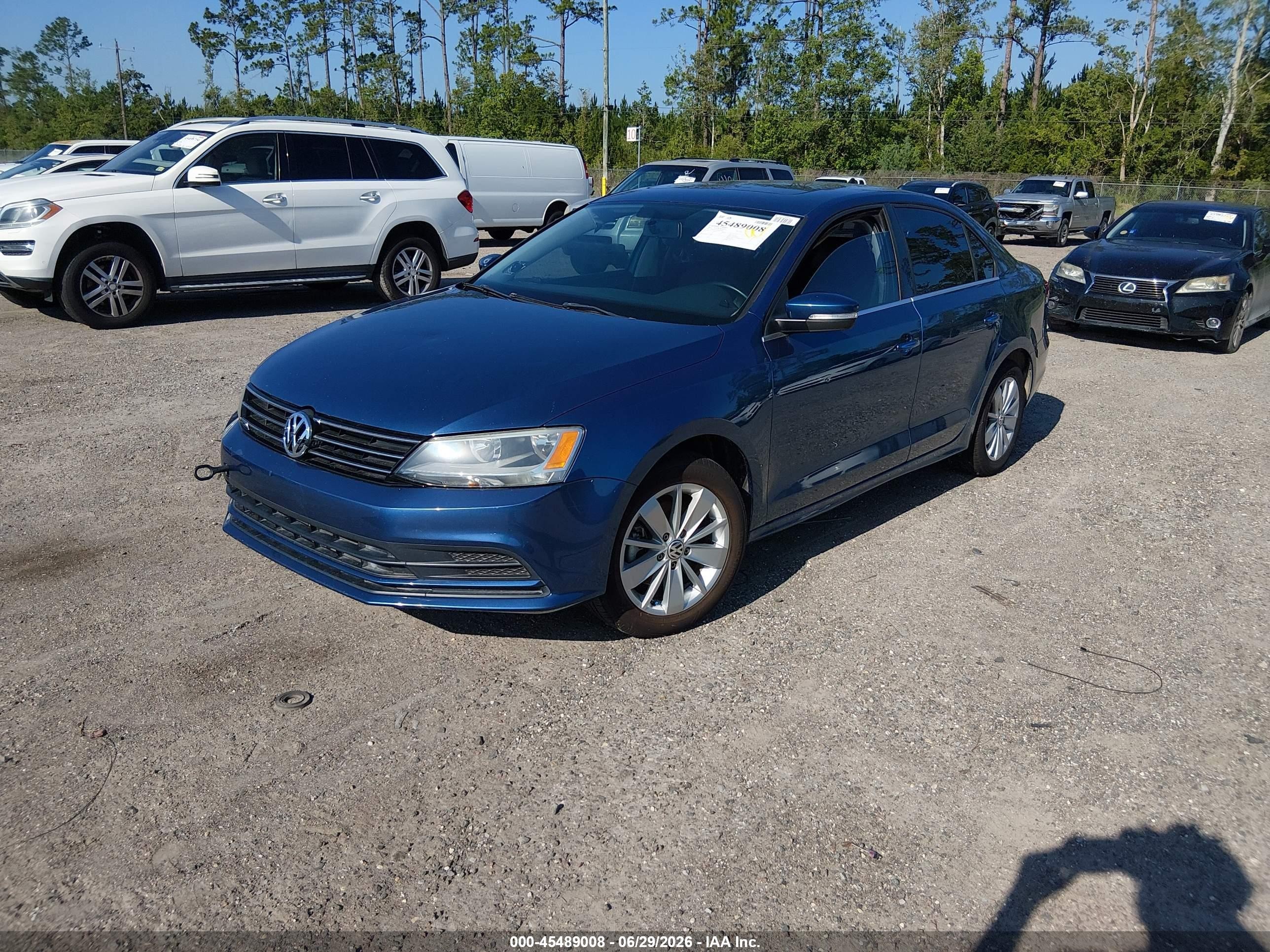 2015 Volkswagen Jetta 1.8t Se Blue vin: 3VWD07AJ0FM314607