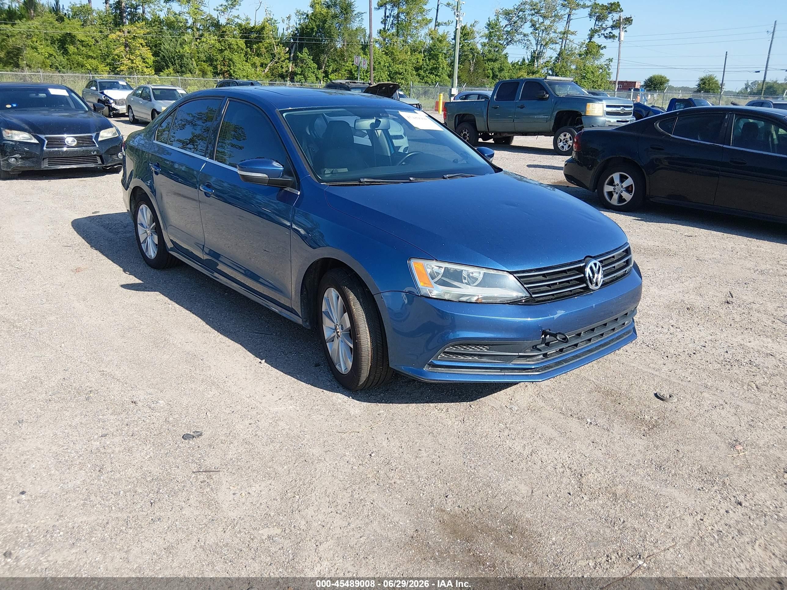 2015 Volkswagen Jetta 1.8t Se Blue vin: 3VWD07AJ0FM314607