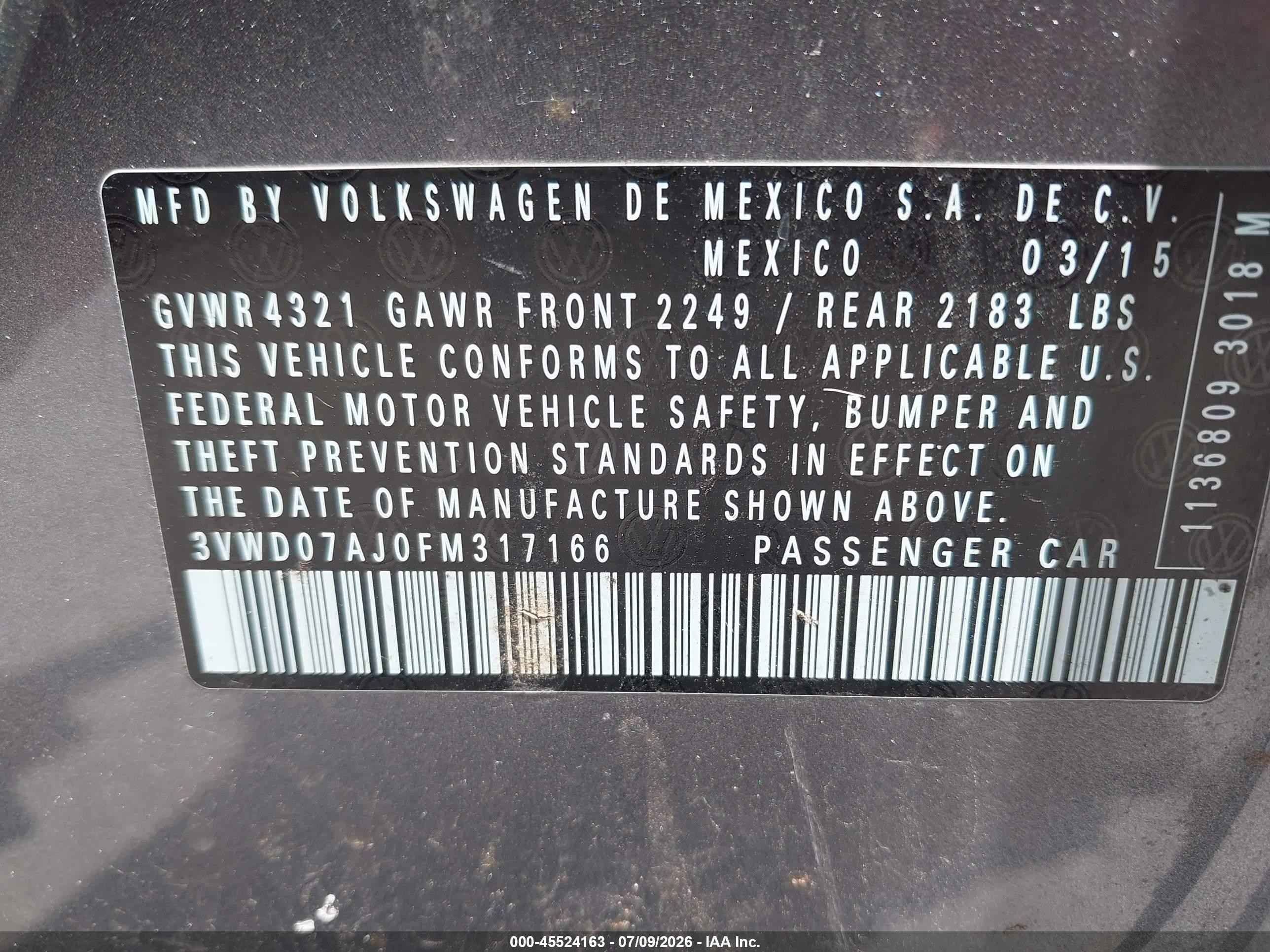 2015 Volkswagen Jetta 1.8t Se Серый vin: 3VWD07AJ0FM317166