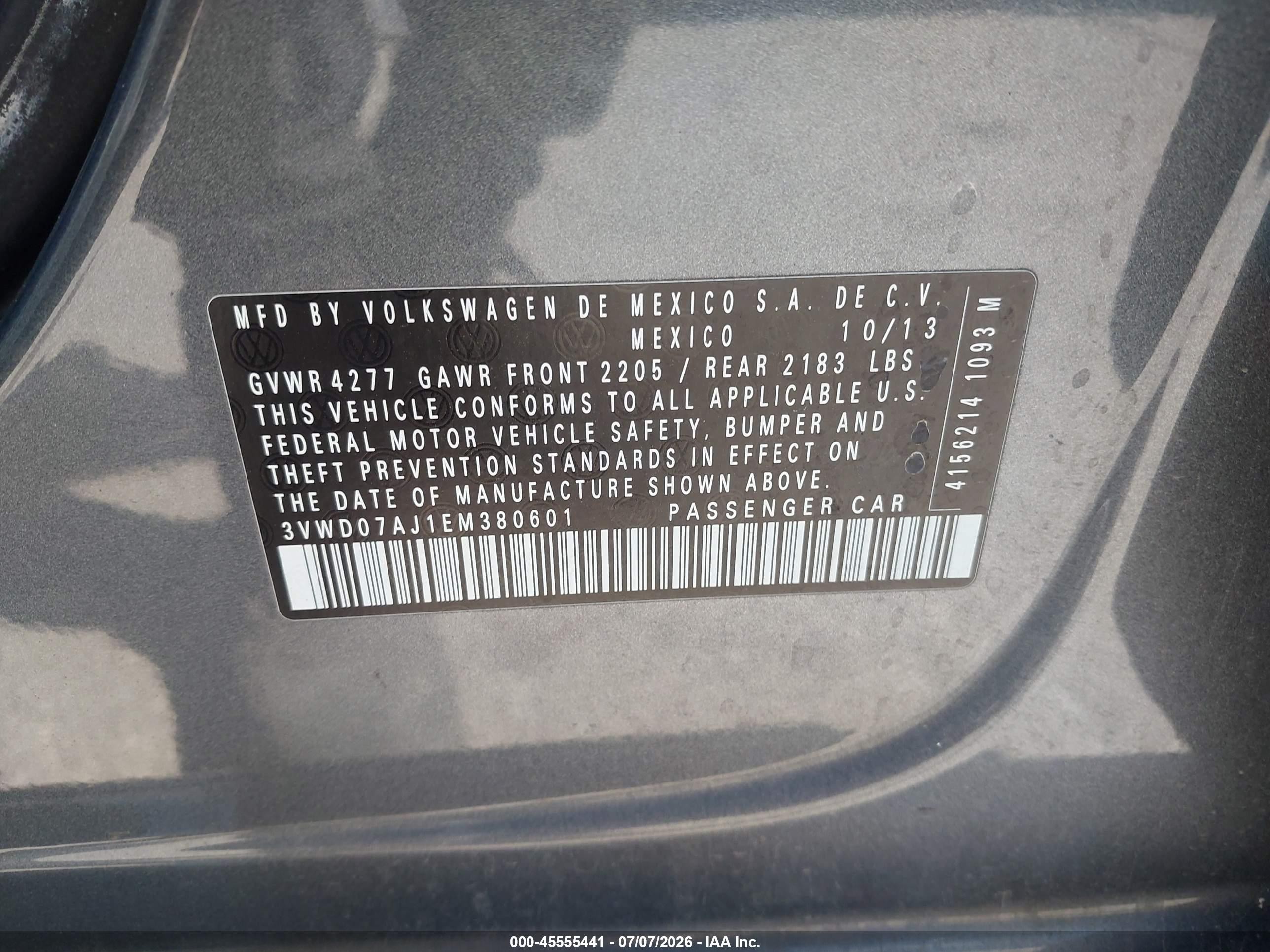 2014 Volkswagen Jetta 1.8t Se Gray vin: 3VWD07AJ1EM380601