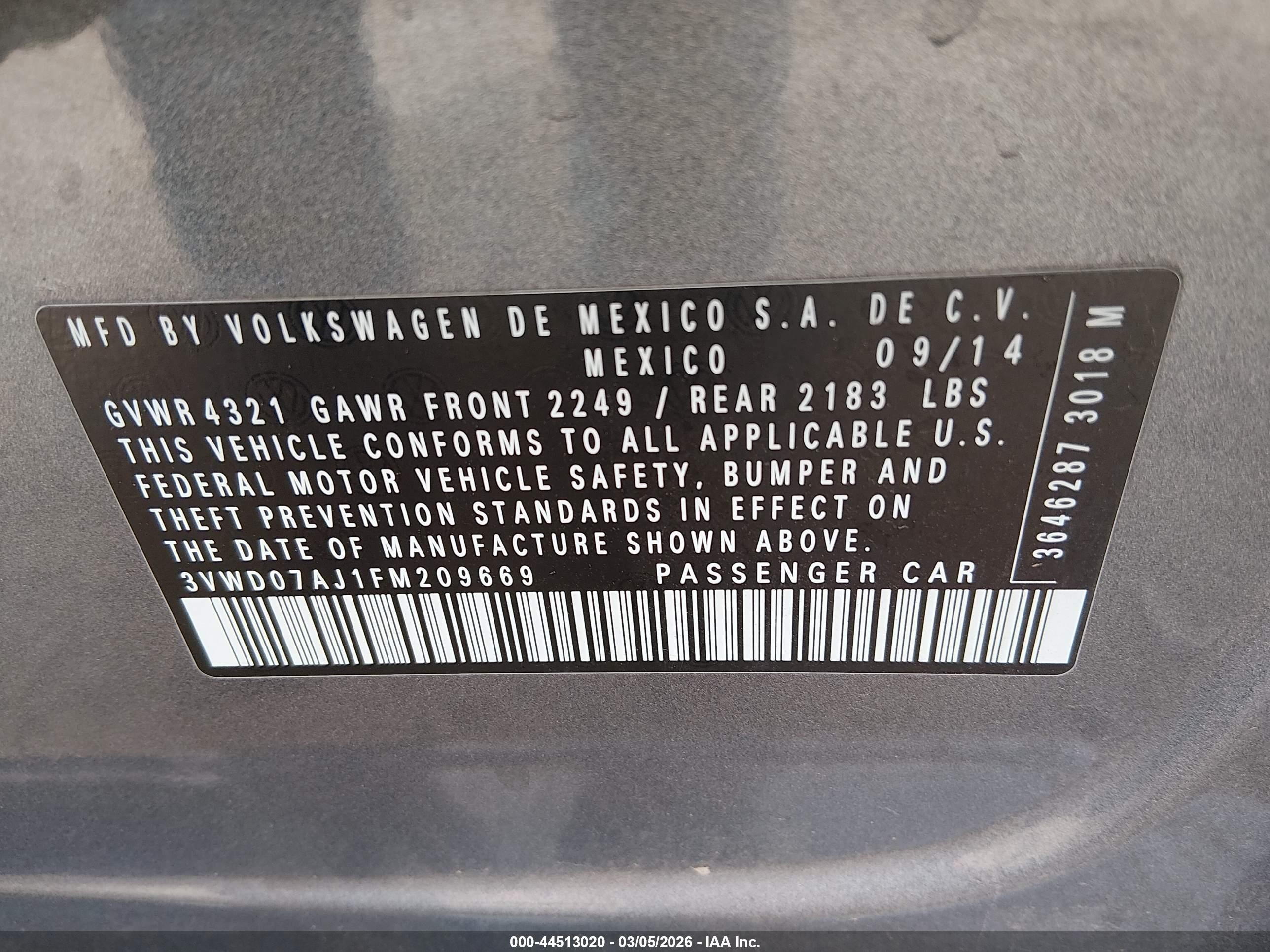 2015 Volkswagen Jetta 1.8t Se Gray vin: 3VWD07AJ1FM209669