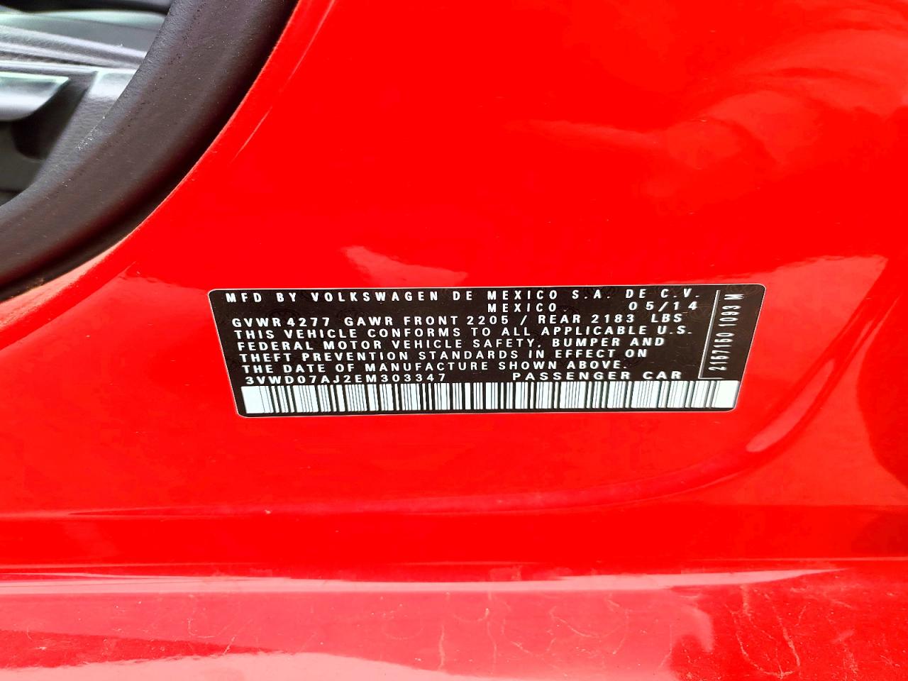 2014 Volkswagen Jetta Se Red vin: 3VWD07AJ2EM303347