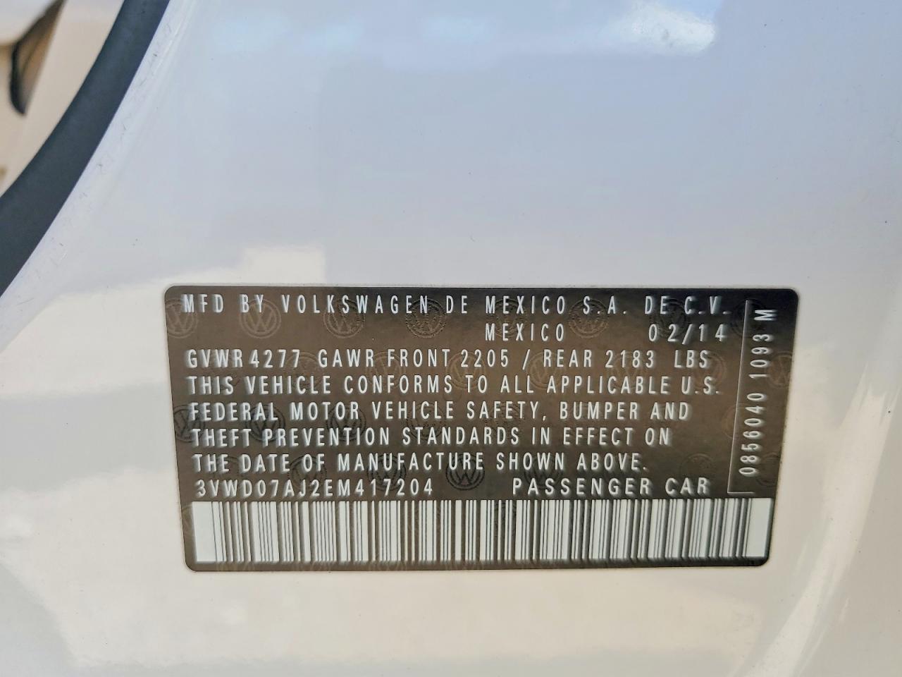 2014 Volkswagen Jetta Se White vin: 3VWD07AJ2EM417204
