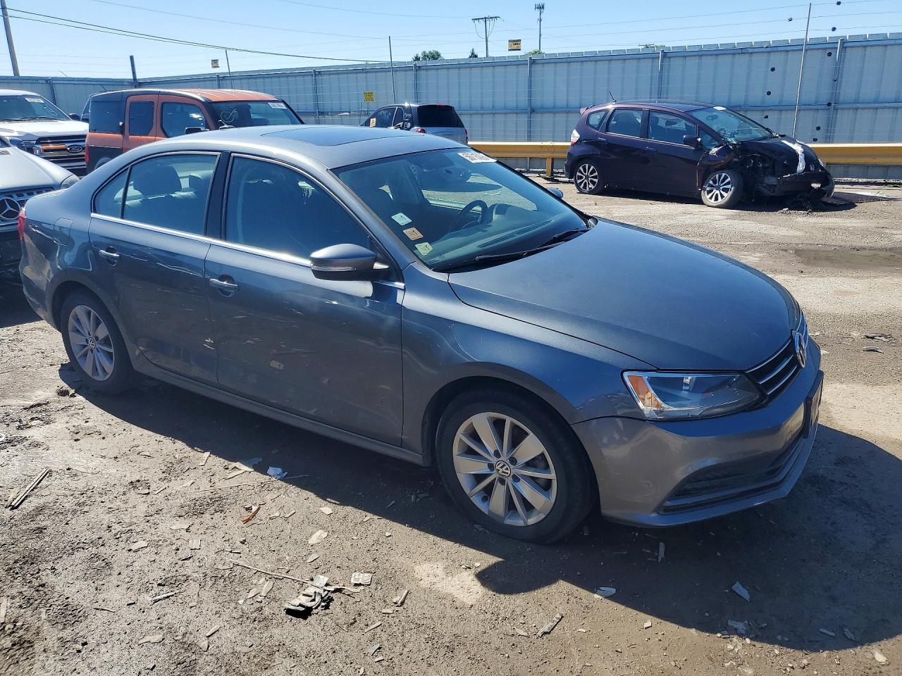 2015 Volkswagen Jetta Se Gray vin: 3VWD07AJ2FM237643