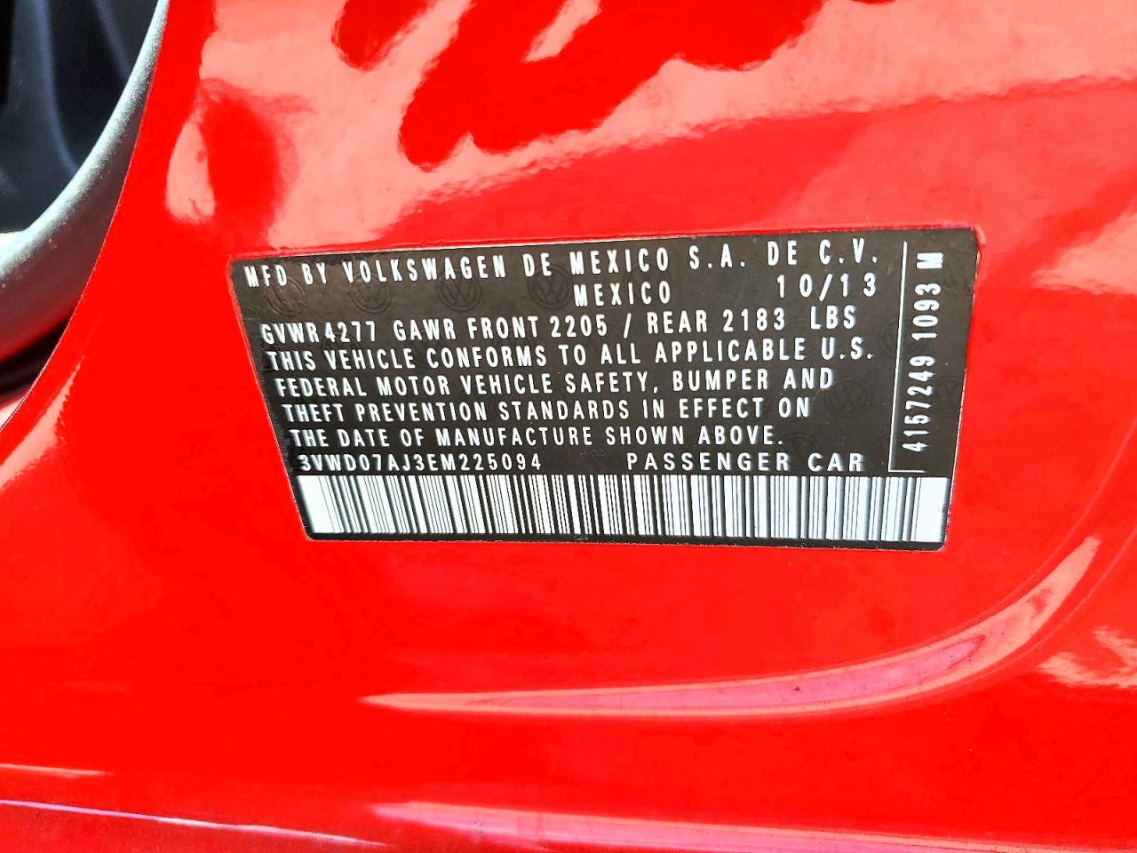 2014 Volkswagen Jetta Se Red vin: 3VWD07AJ3EM225094