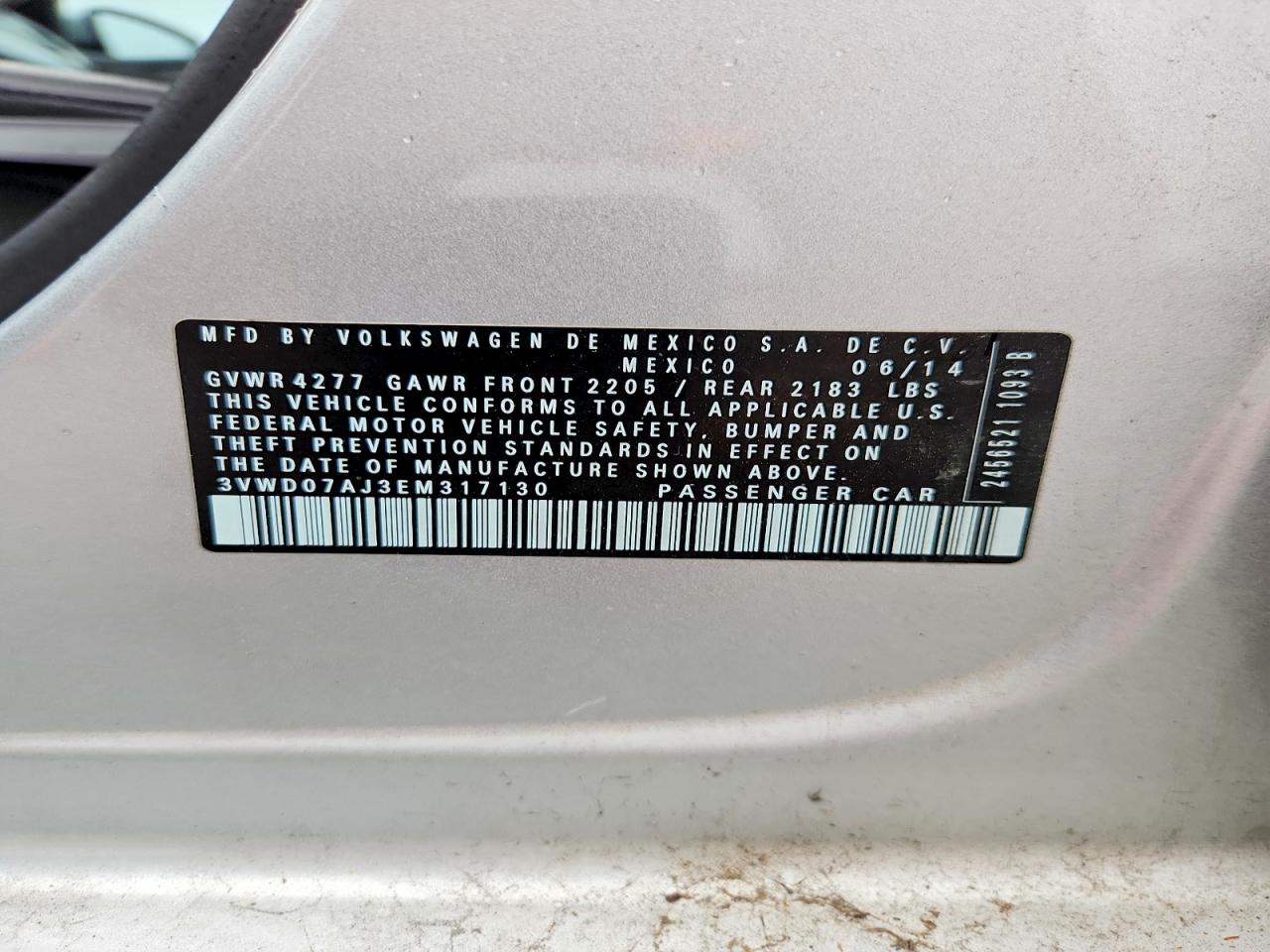 2014 Volkswagen Jetta Se Silver vin: 3VWD07AJ3EM317130