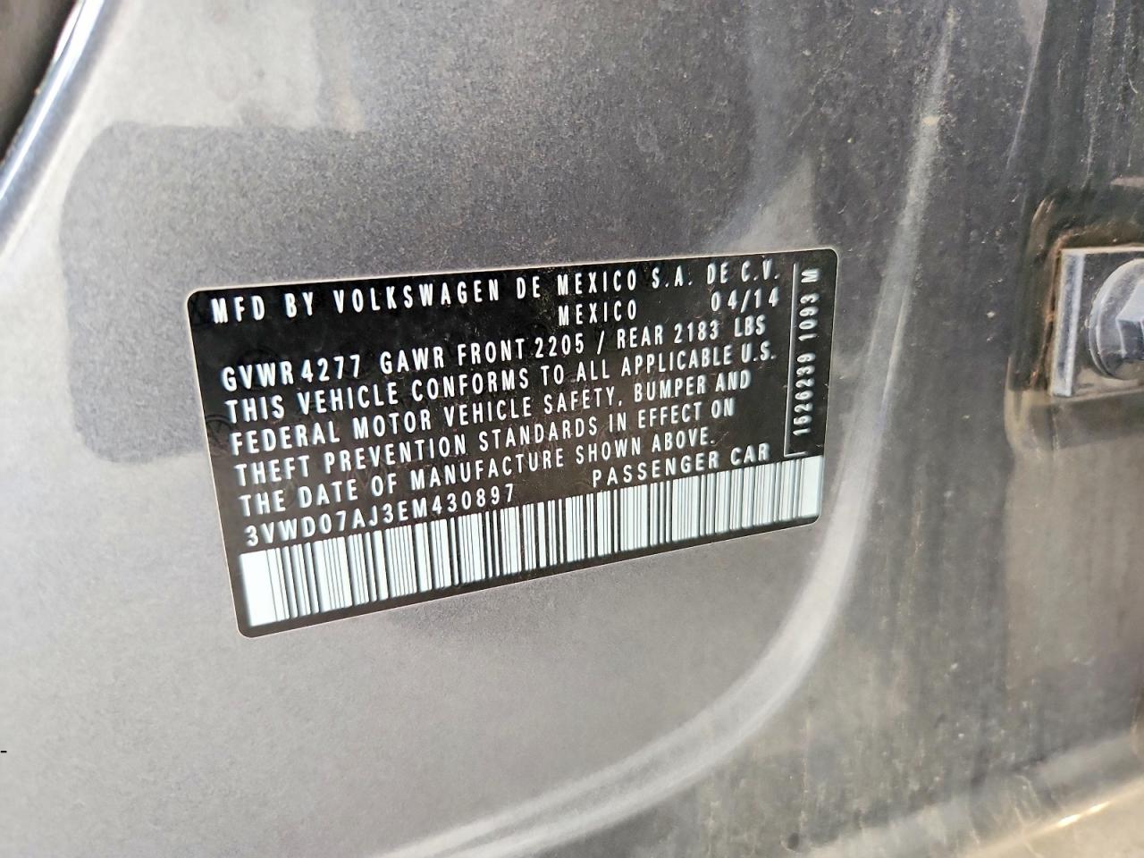 2014 Volkswagen Jetta Se Gray vin: 3VWD07AJ3EM430897