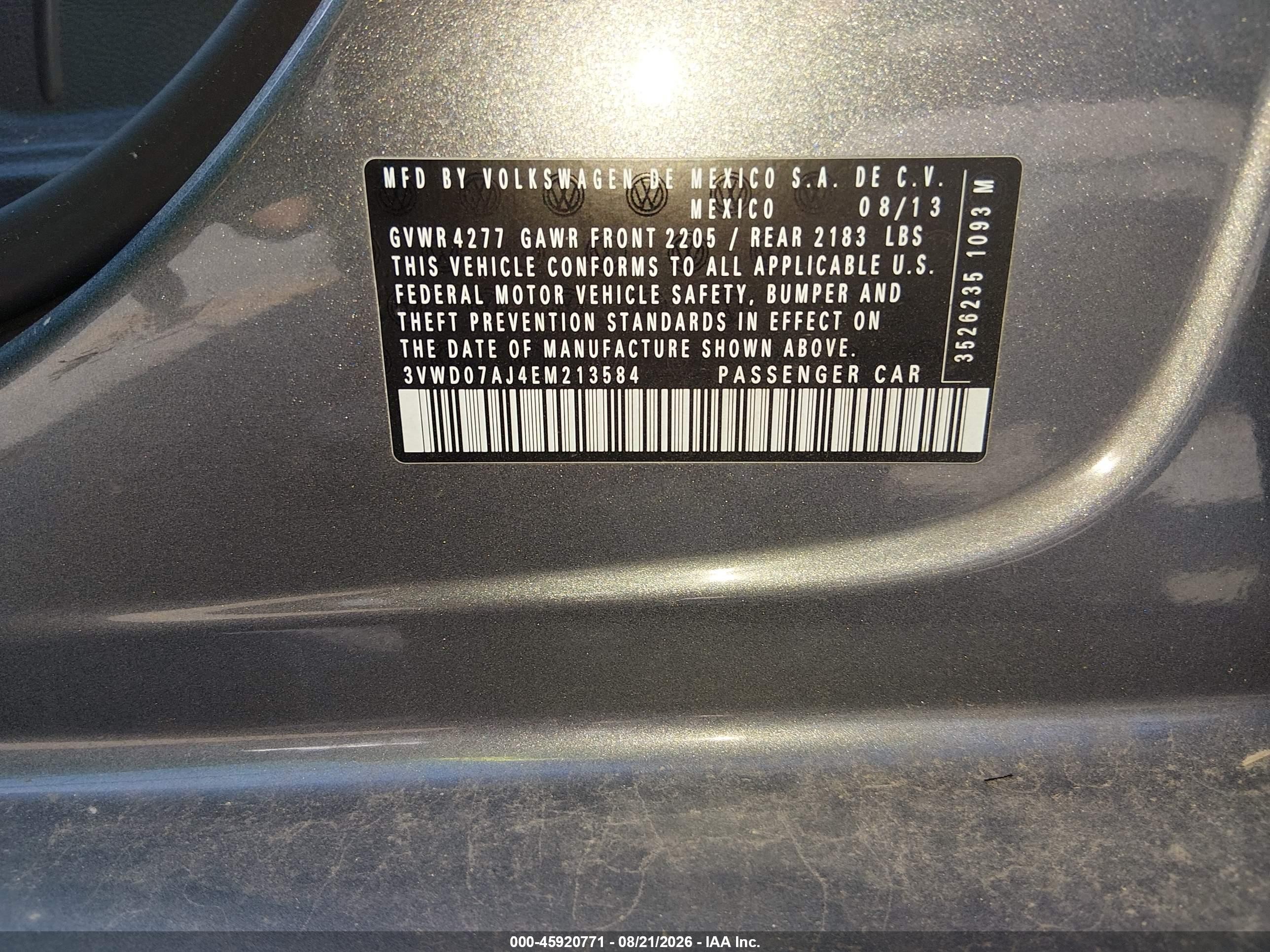 2014 Volkswagen Jetta 1.8t Se Gray vin: 3VWD07AJ4EM213584