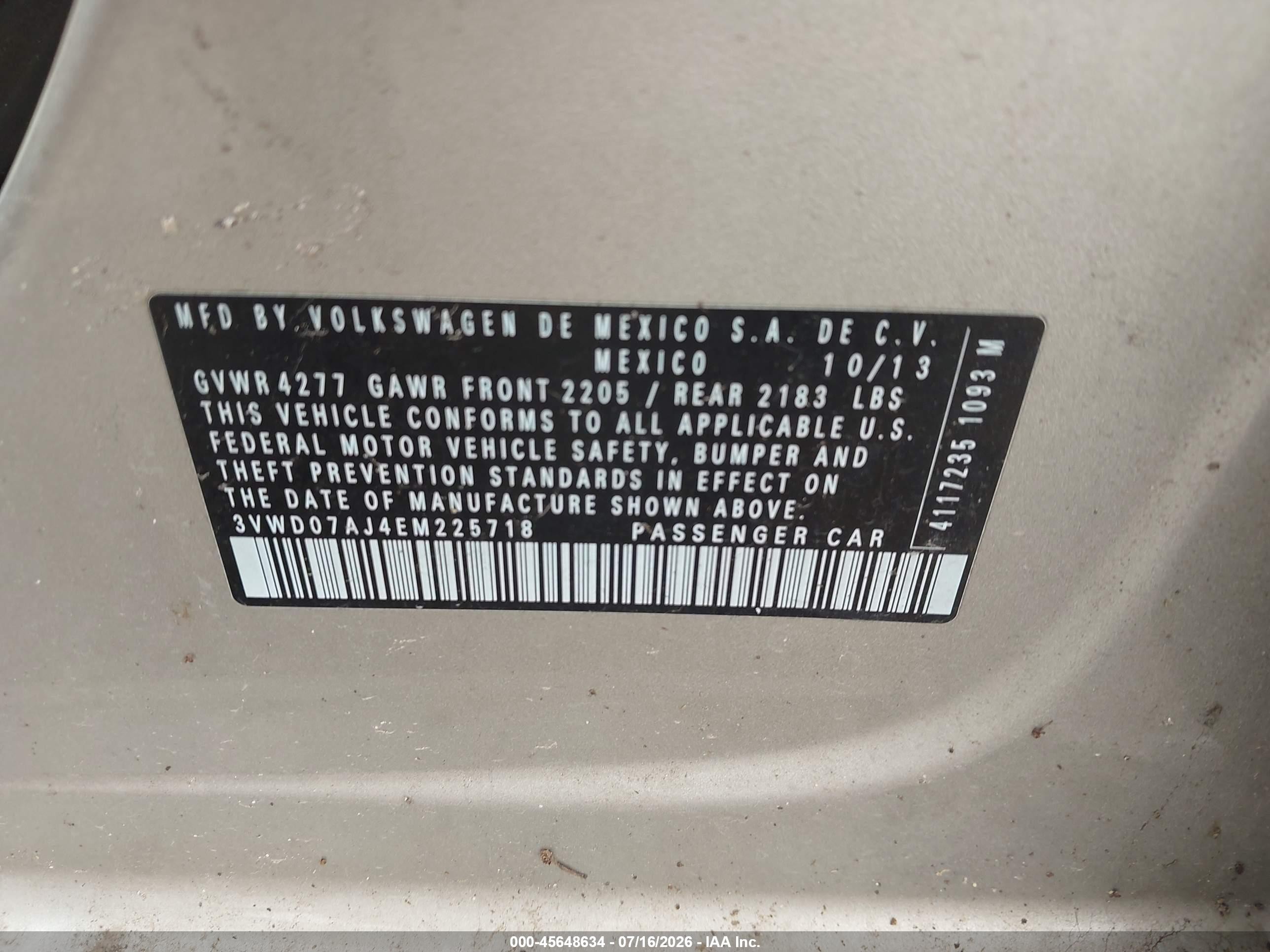 2014 Volkswagen Jetta 1.8t Se Beige vin: 3VWD07AJ4EM225718