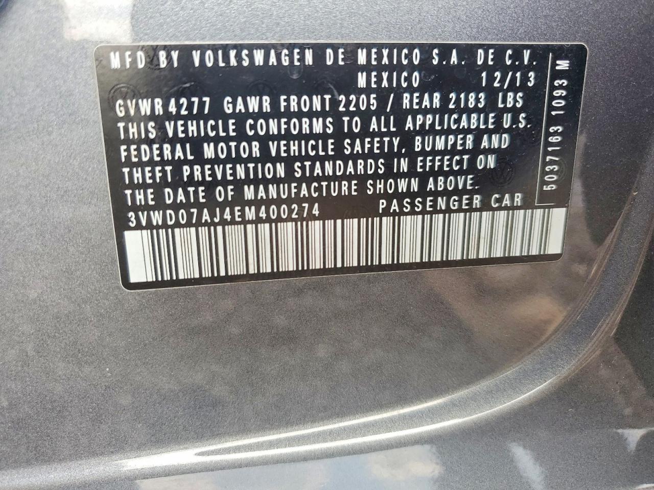 2014 Volkswagen Jetta Se Gray vin: 3VWD07AJ4EM400274