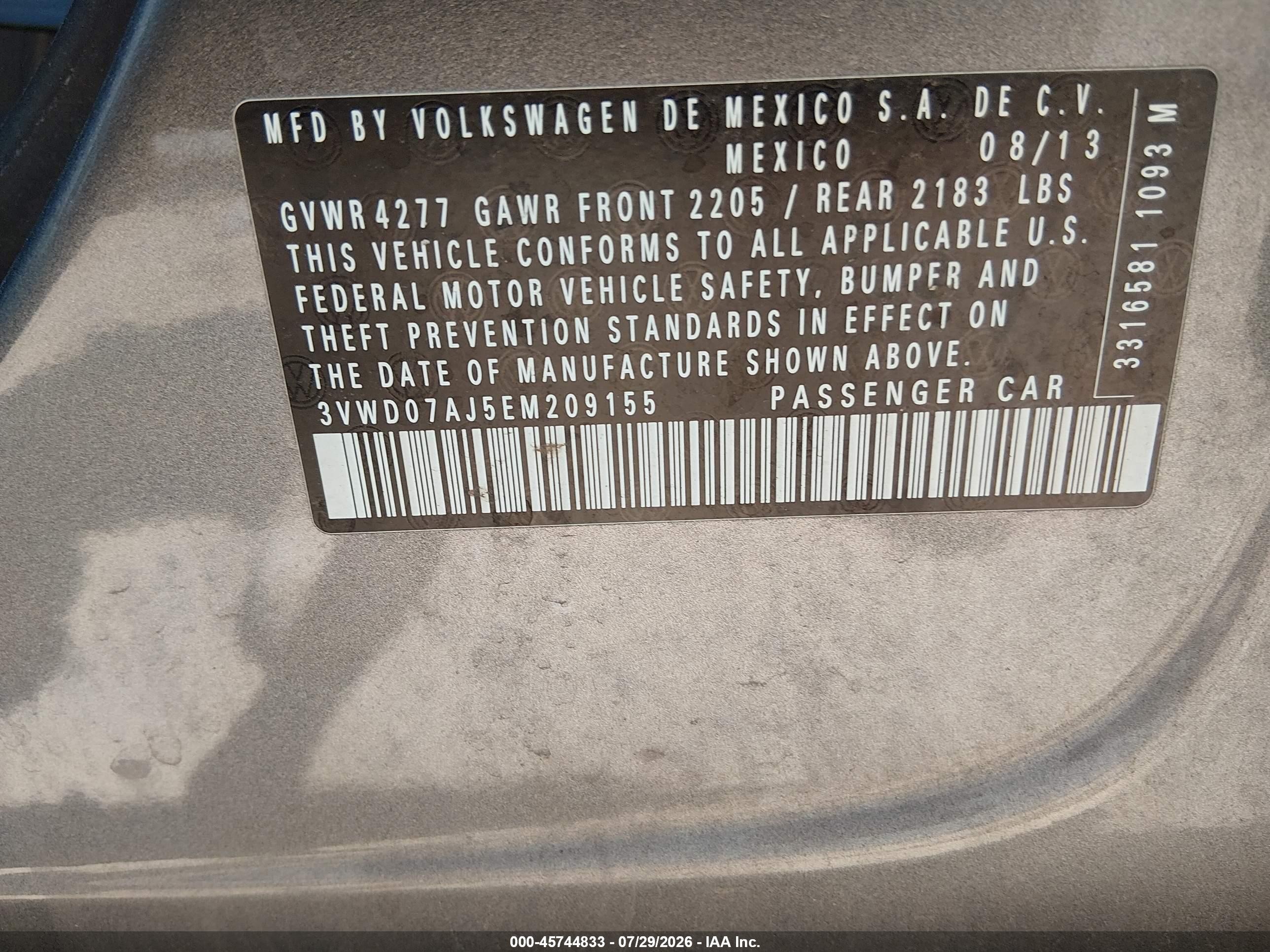 2014 Volkswagen Jetta 1.8t Se Gray vin: 3VWD07AJ5EM209155