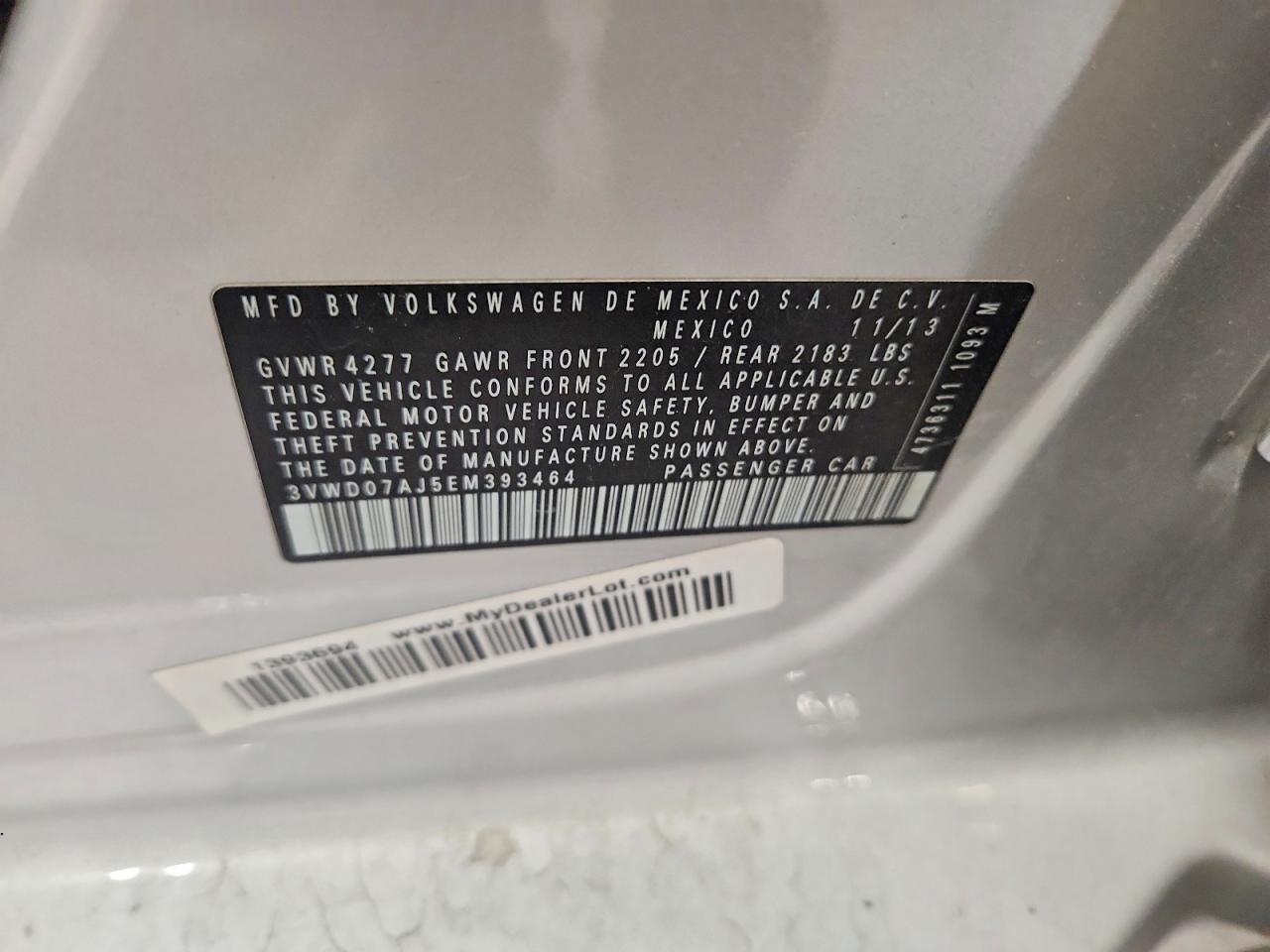 2014 Volkswagen Jetta Se Silver vin: 3VWD07AJ5EM393464