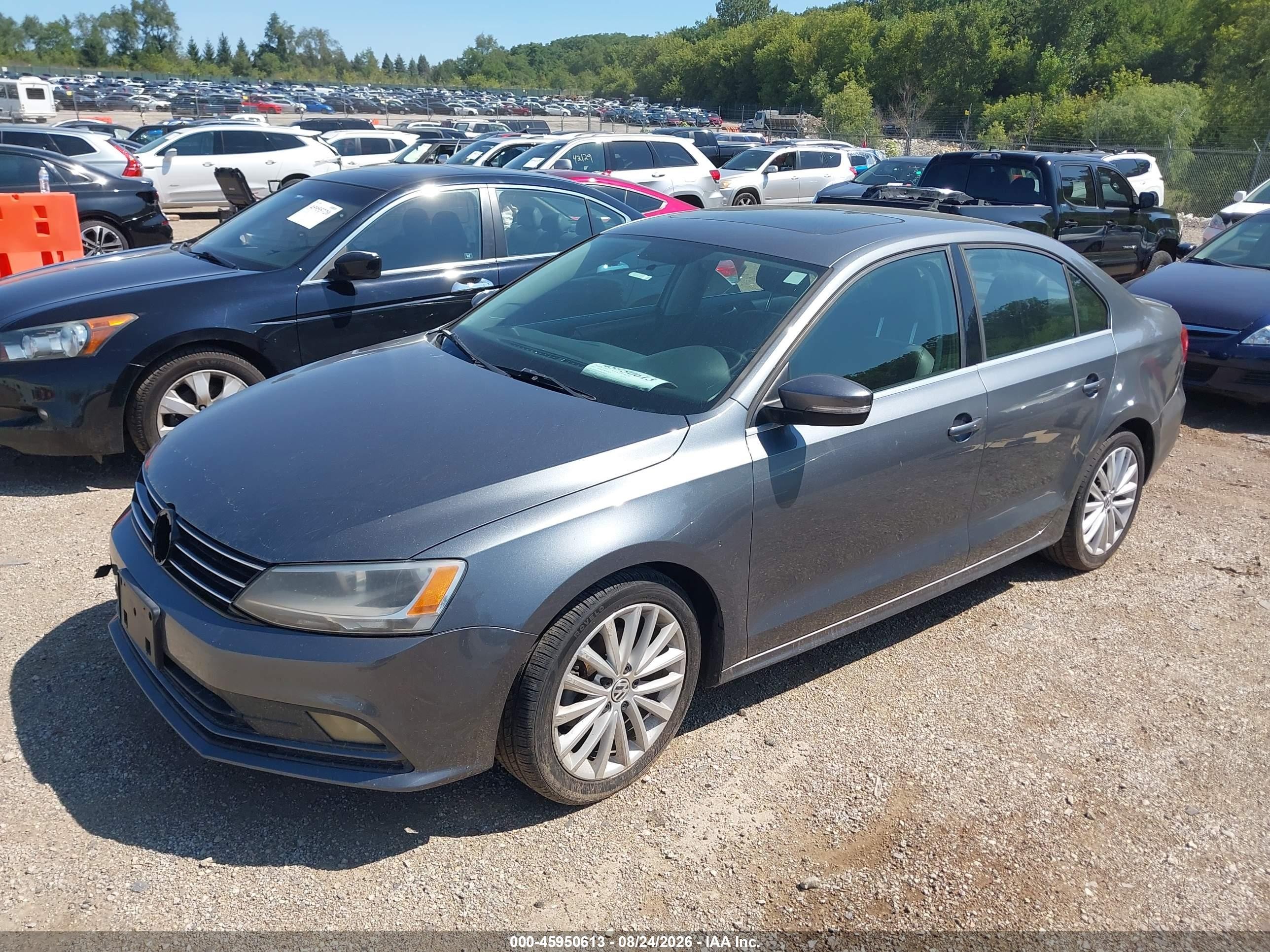 2015 Volkswagen Jetta 1.8t Se Gray vin: 3VWD07AJ5FM214325