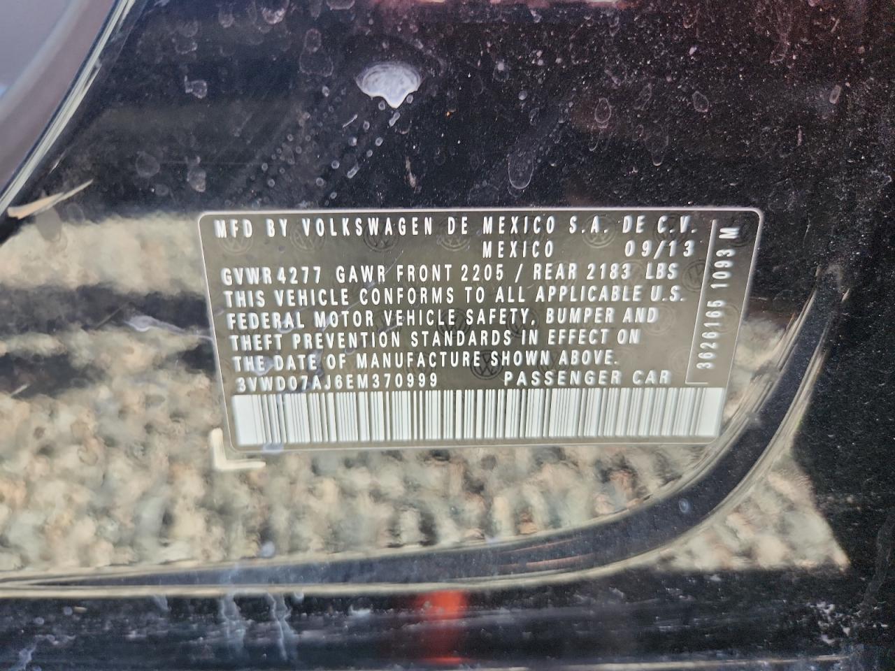 2014 Volkswagen Jetta Se Черный vin: 3VWD07AJ6EM370999