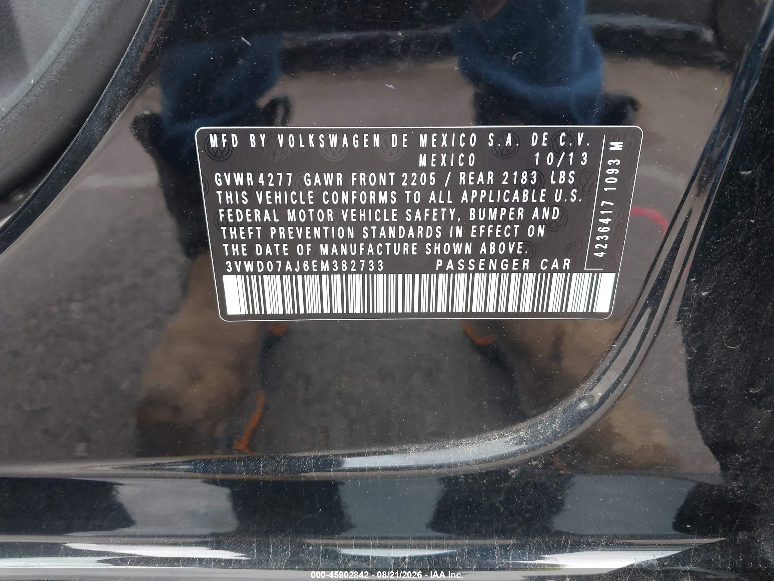 2014 Volkswagen Jetta 1.8t Se Black vin: 3VWD07AJ6EM382733