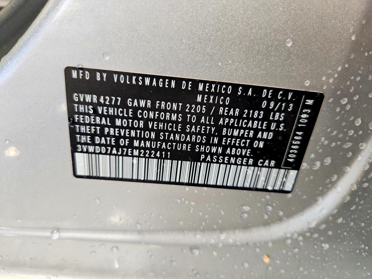 2014 Volkswagen Jetta Se Silver vin: 3VWD07AJ7EM222411