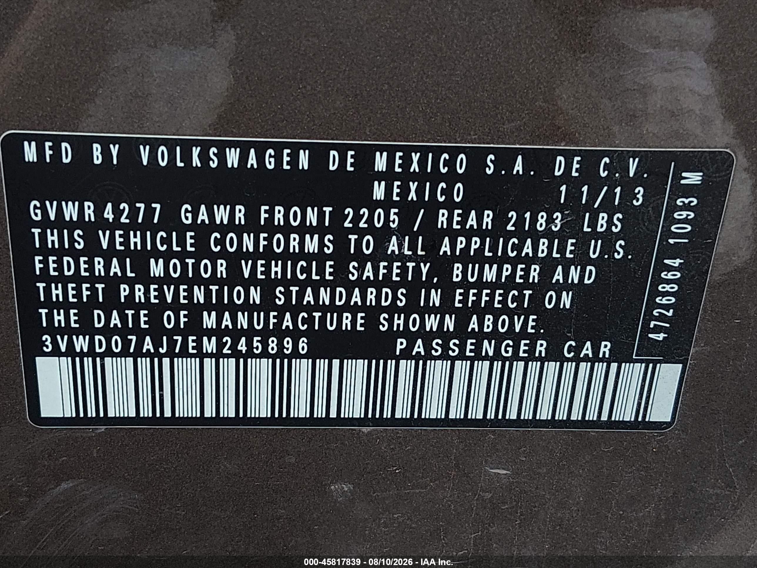 2014 Volkswagen Jetta 1.8t Se Brown vin: 3VWD07AJ7EM245896