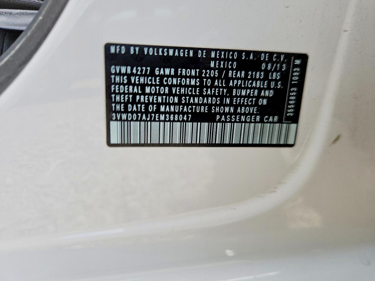 2014 Volkswagen Jetta Se Белый vin: 3VWD07AJ7EM368047