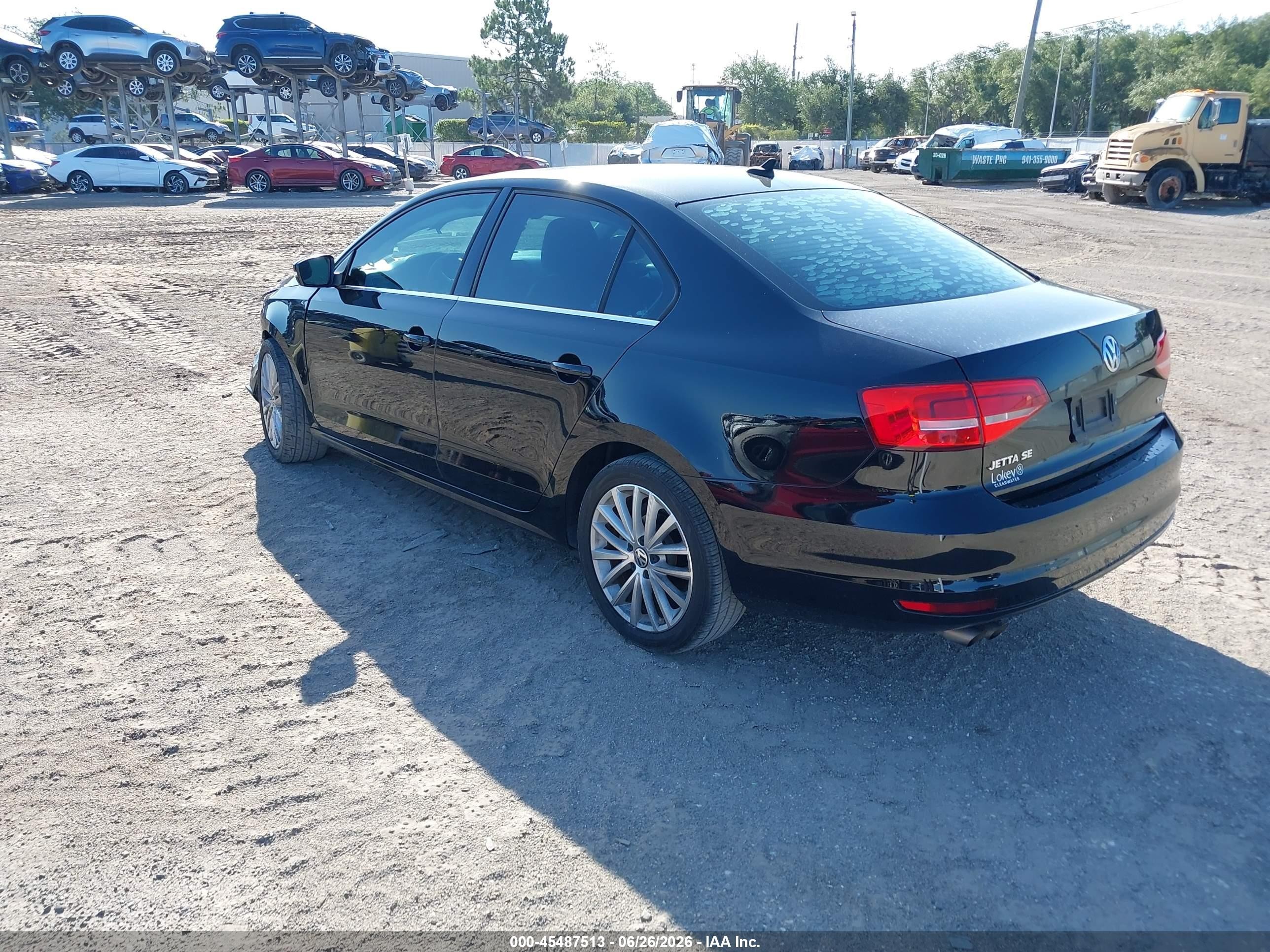 2015 Volkswagen Jetta 1.8t Se Black vin: 3VWD07AJ7FM238982