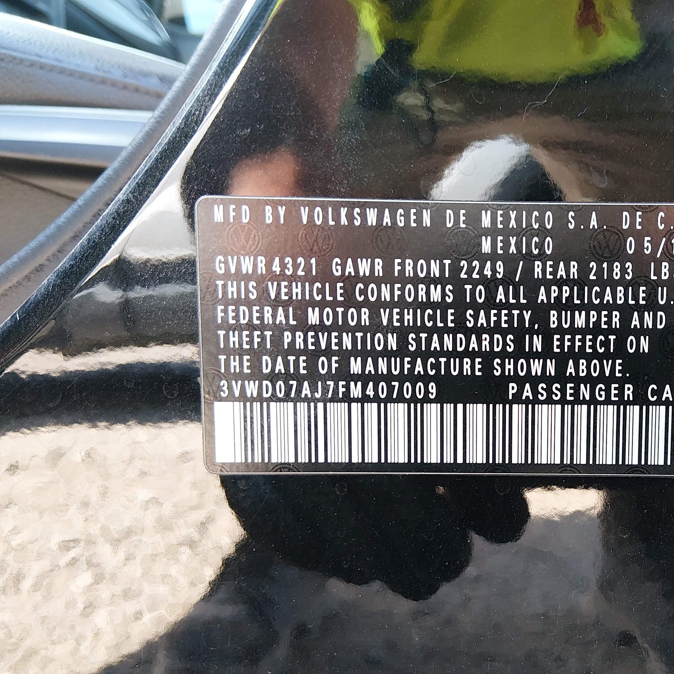 2015 Volkswagen Jetta 1.8t Se Черный vin: 3VWD07AJ7FM407009