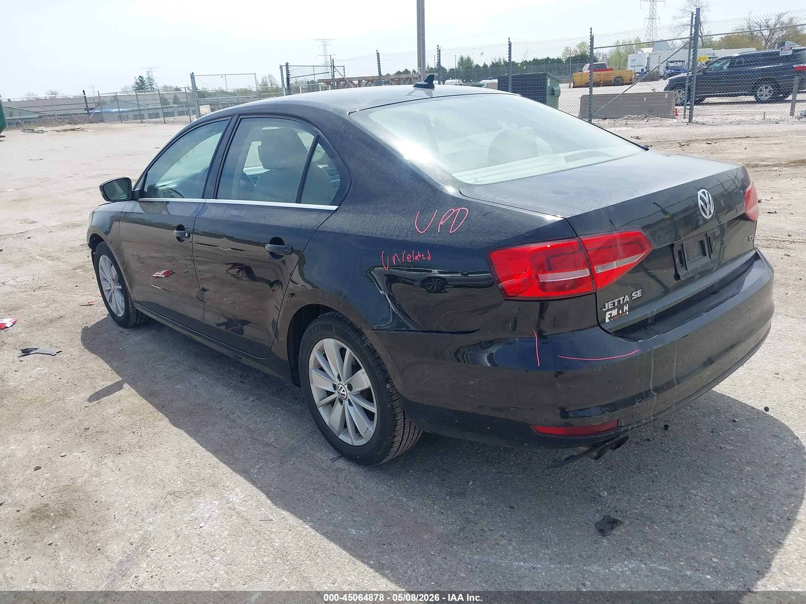2015 Volkswagen Jetta 1.8t Se Black vin: 3VWD07AJ8FM298995