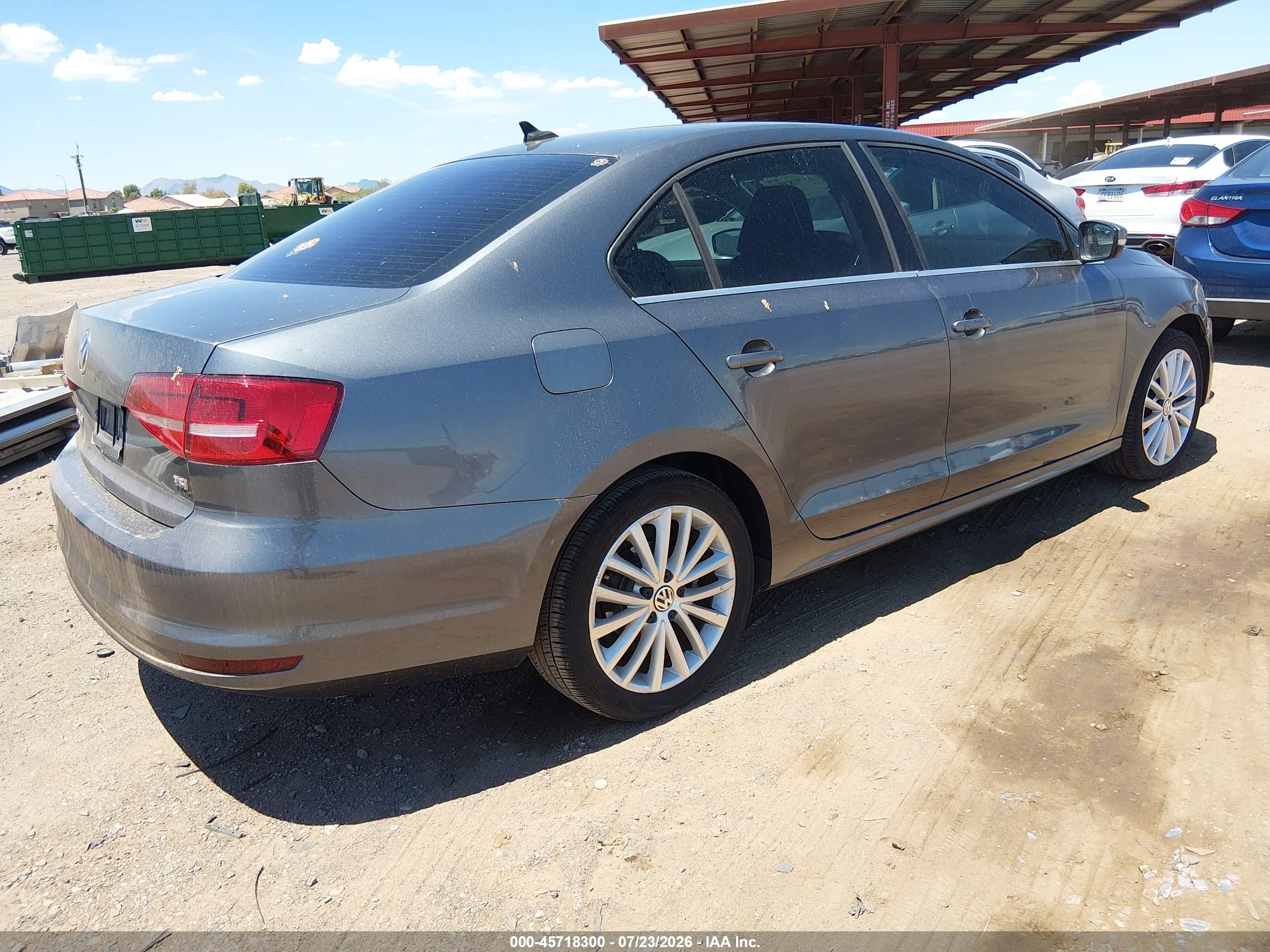 2015 Volkswagen Jetta 1.8t Se Gray vin: 3VWD07AJ8FM402188