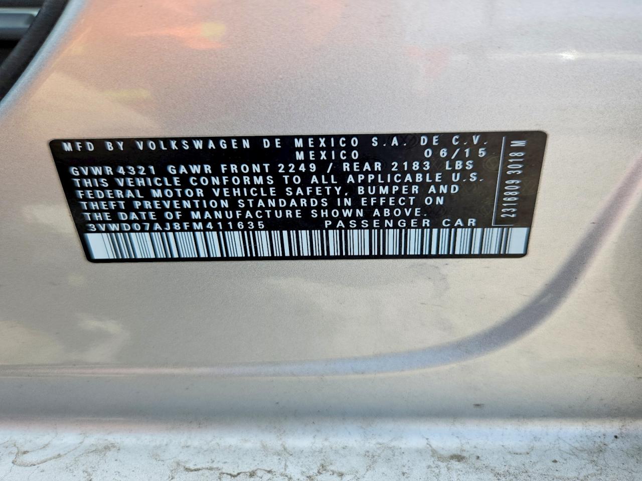 2015 Volkswagen Jetta Se Silver vin: 3VWD07AJ8FM411635