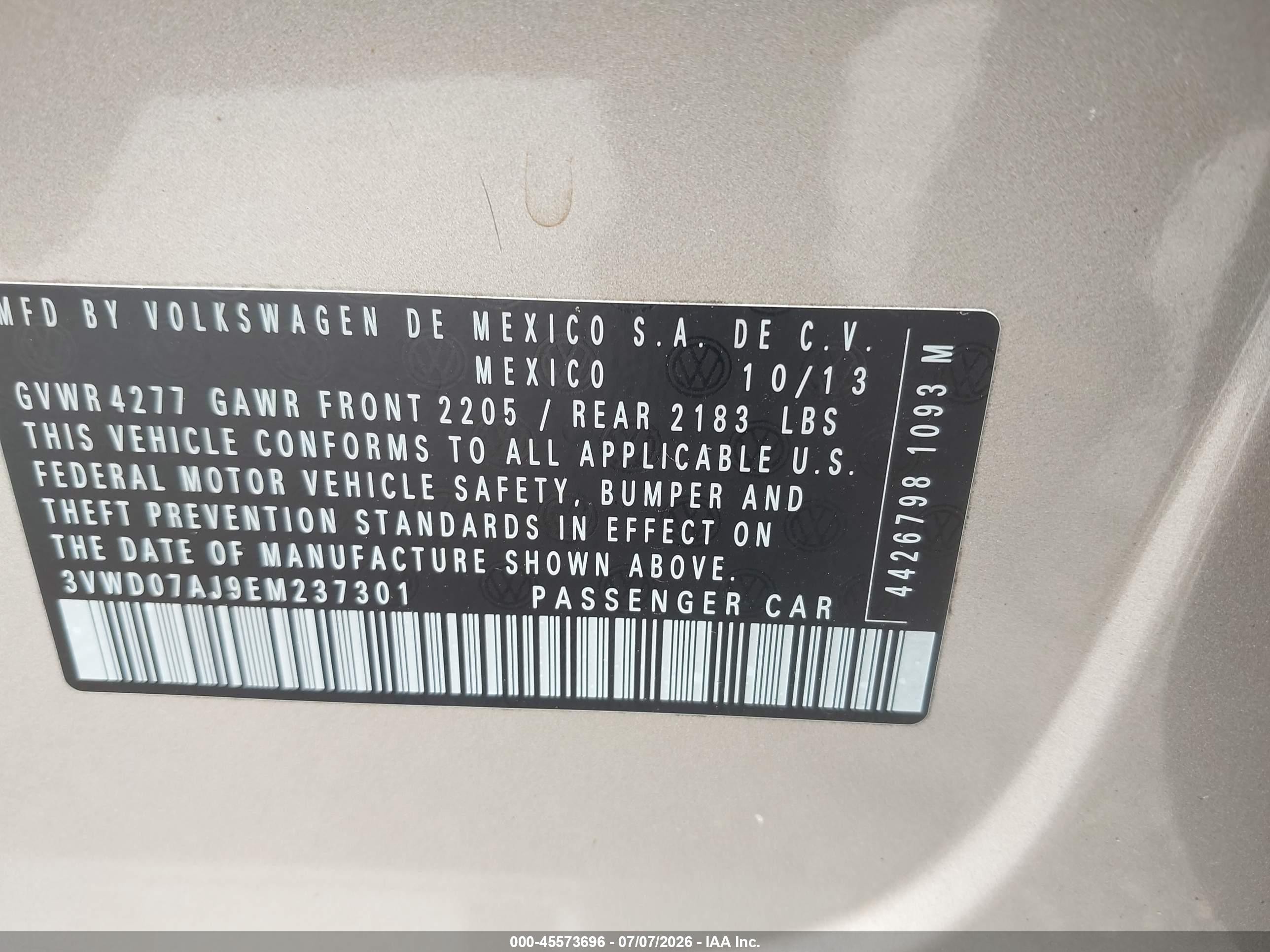 2014 Volkswagen Jetta 1.8t Se Champagne vin: 3VWD07AJ9EM237301
