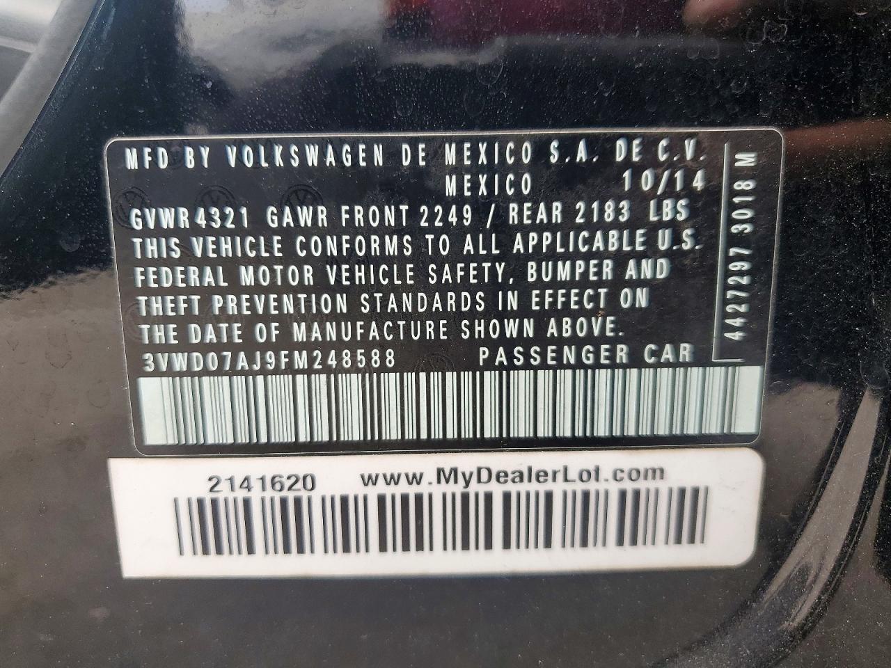 2015 Volkswagen Jetta Se Black vin: 3VWD07AJ9FM248588
