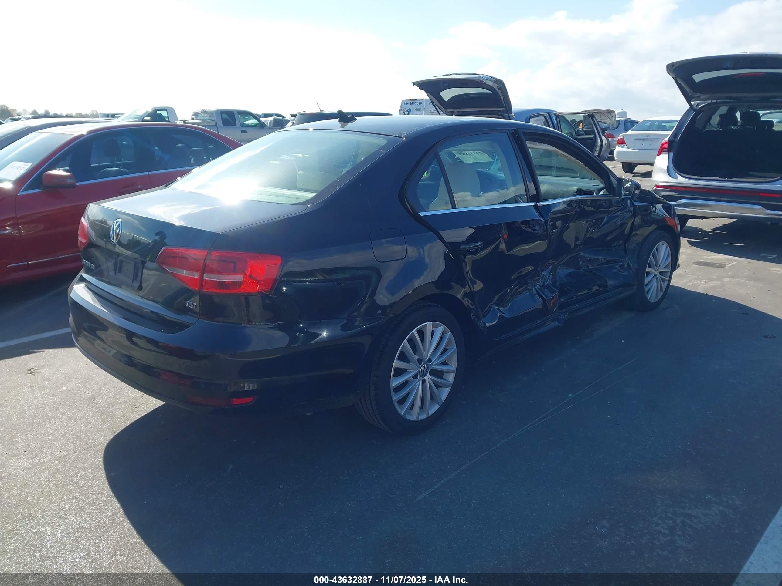 2015 Volkswagen Jetta 1.8t Se Черный vin: 3VWD07AJ9FM253337