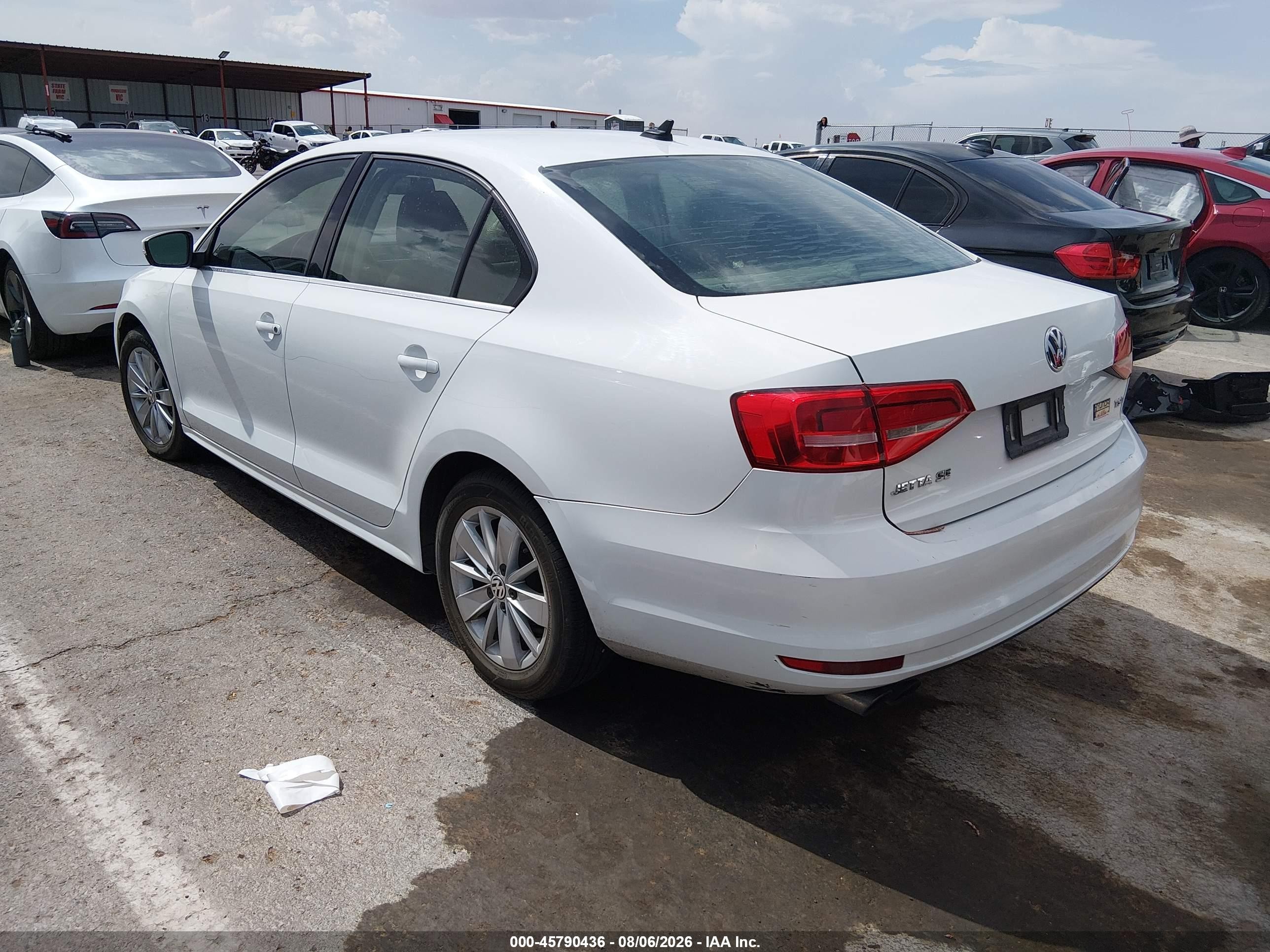 2015 Volkswagen Jetta 1.8t Se White vin: 3VWD07AJ9FM274513