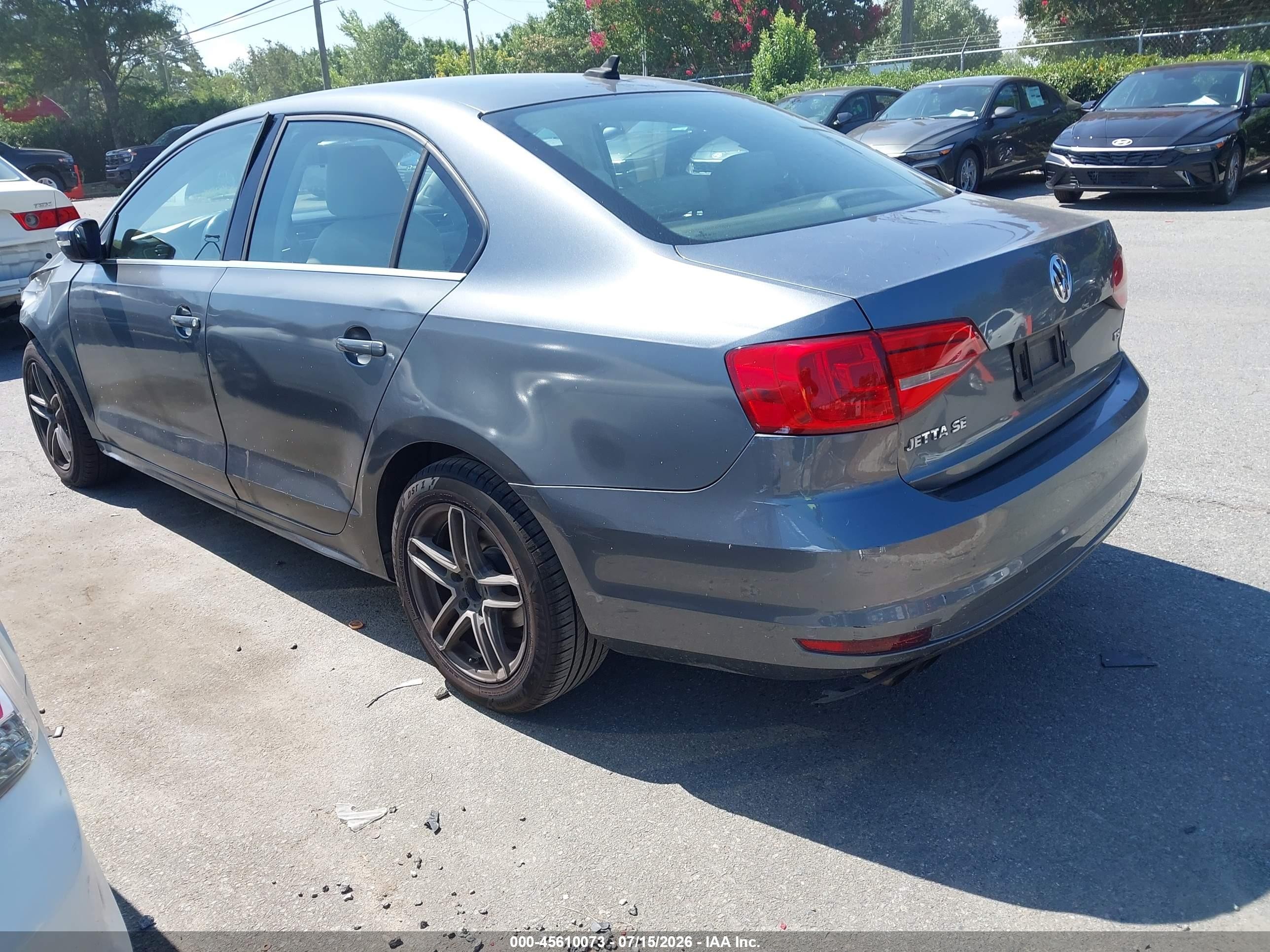 2015 Volkswagen Jetta 1.8t Se Gray vin: 3VWD07AJ9FM282689