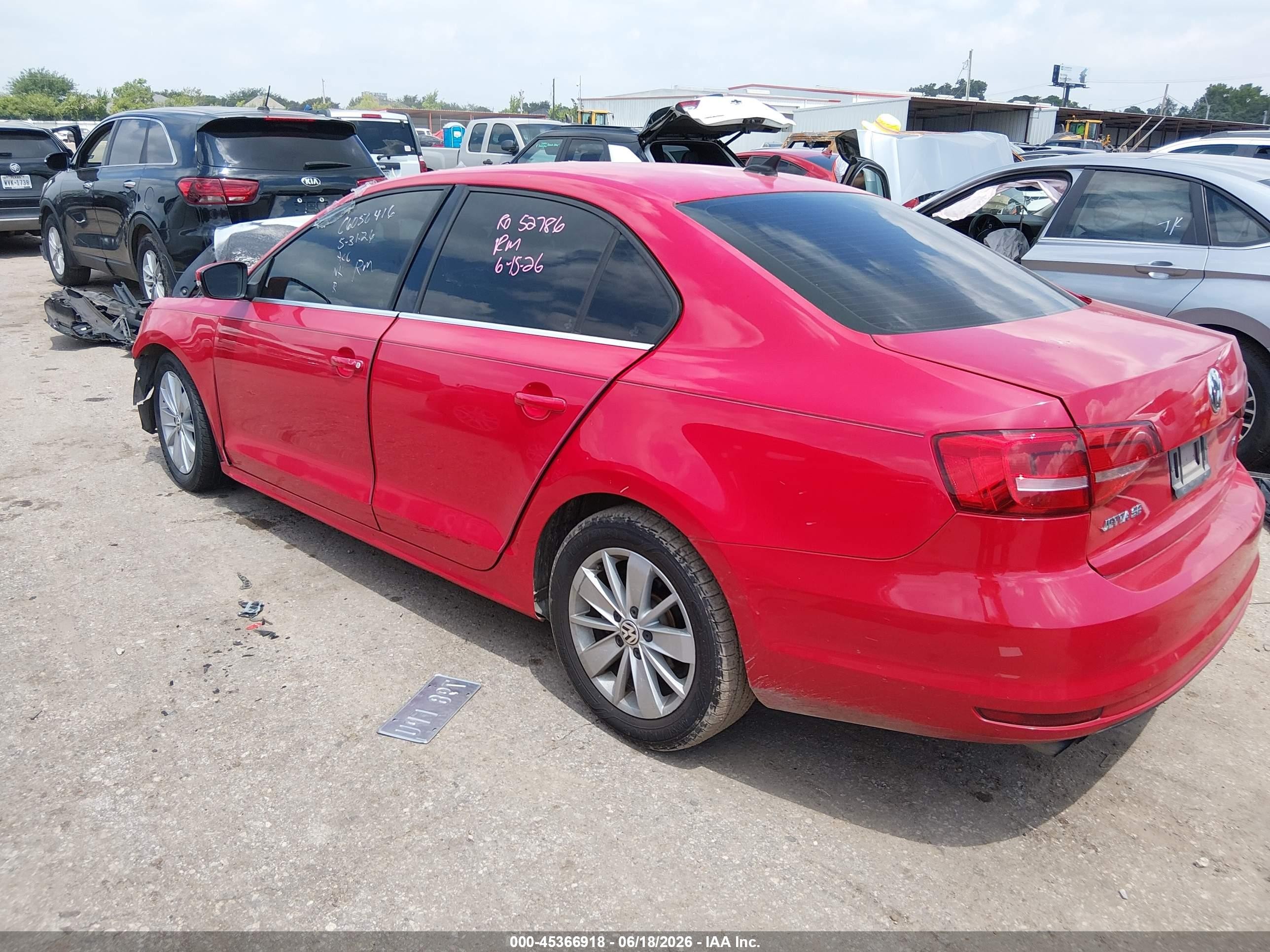 2015 Volkswagen Jetta 1.8t Se Red vin: 3VWD07AJ9FM286497