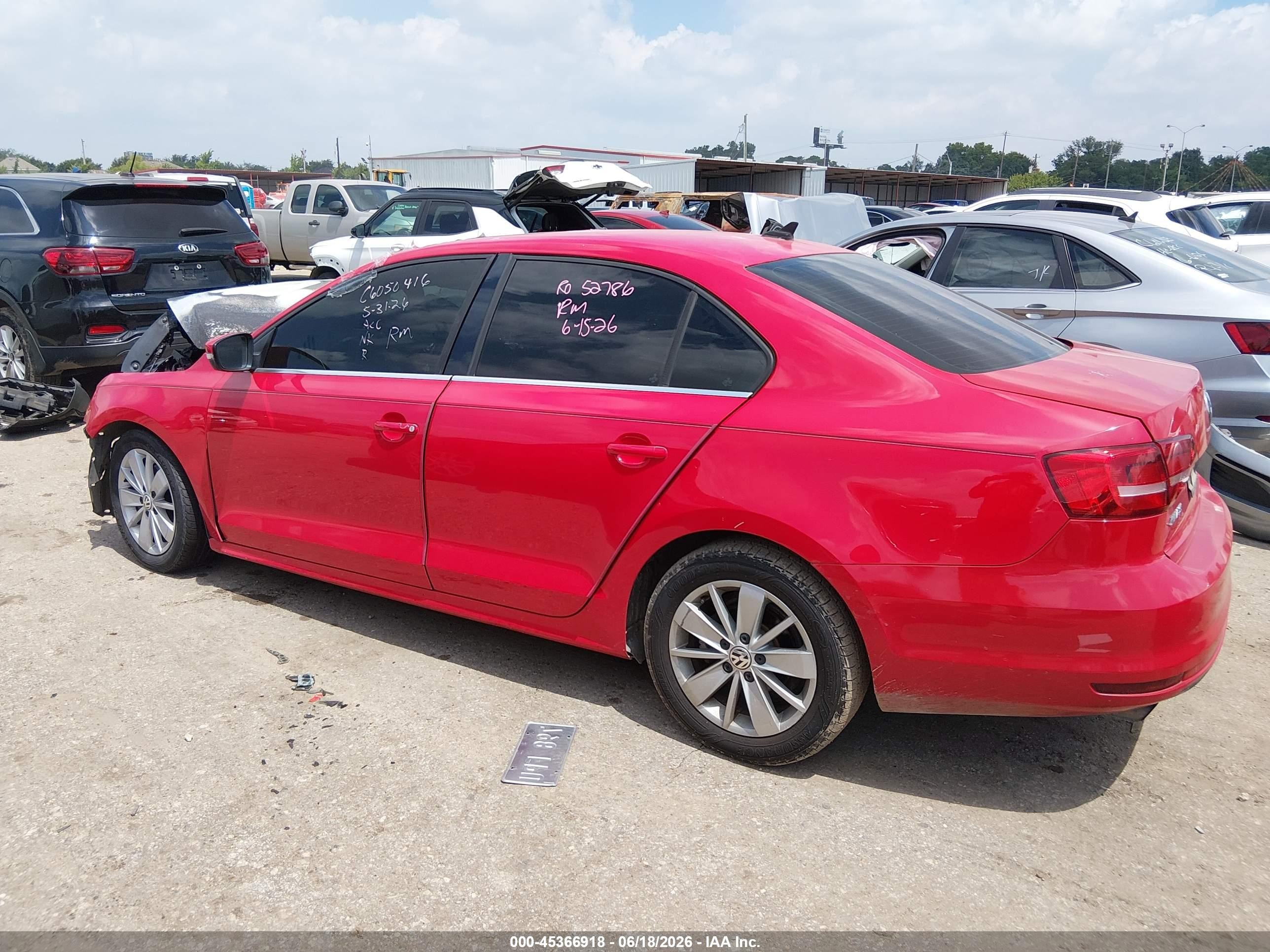 2015 Volkswagen Jetta 1.8t Se Red vin: 3VWD07AJ9FM286497