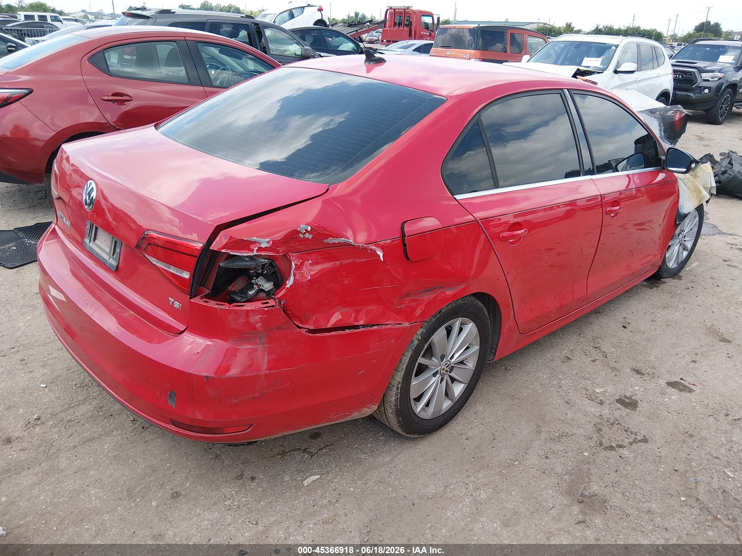2015 Volkswagen Jetta 1.8t Se Red vin: 3VWD07AJ9FM286497