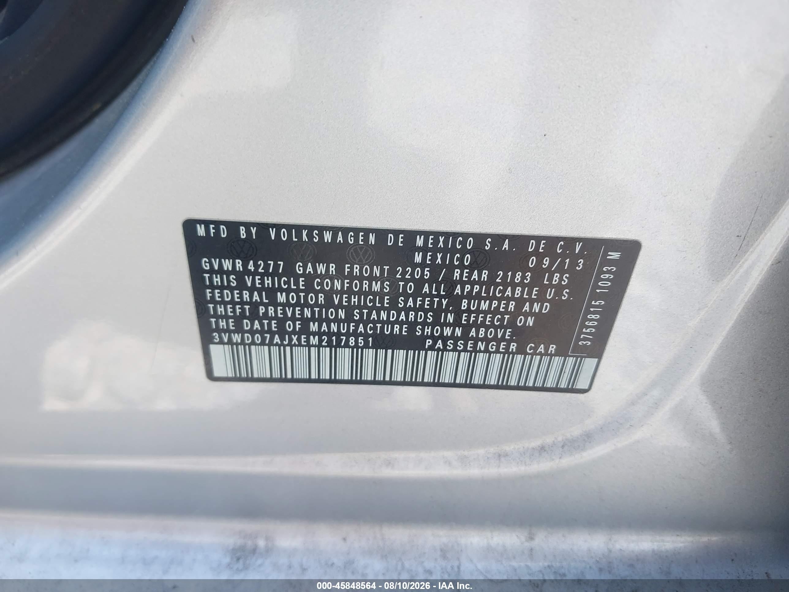 2014 Volkswagen Jetta 1.8t Se Серебряный vin: 3VWD07AJXEM217851