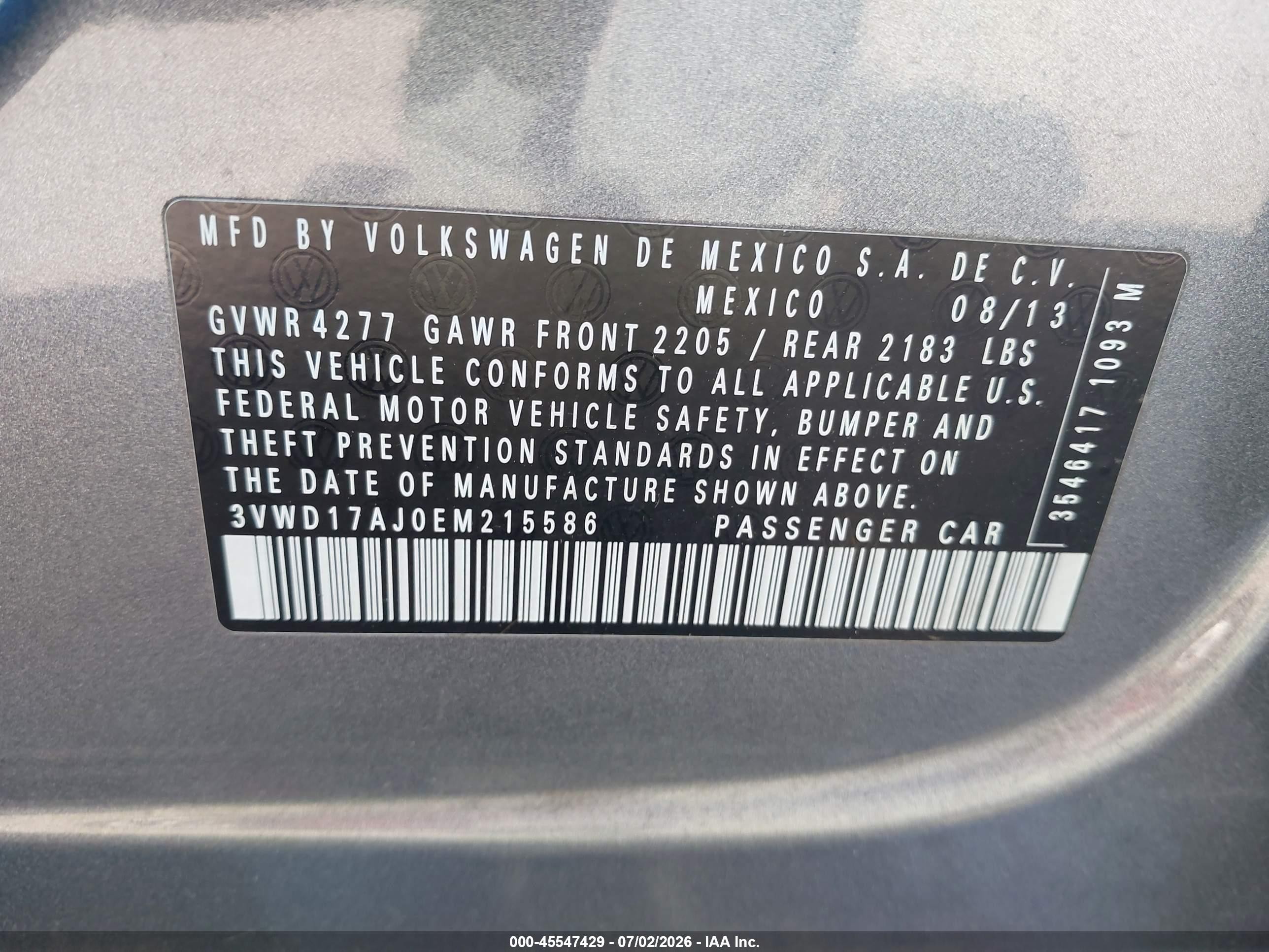 2014 Volkswagen Jetta 1.8t Se Gray vin: 3VWD17AJ0EM215586
