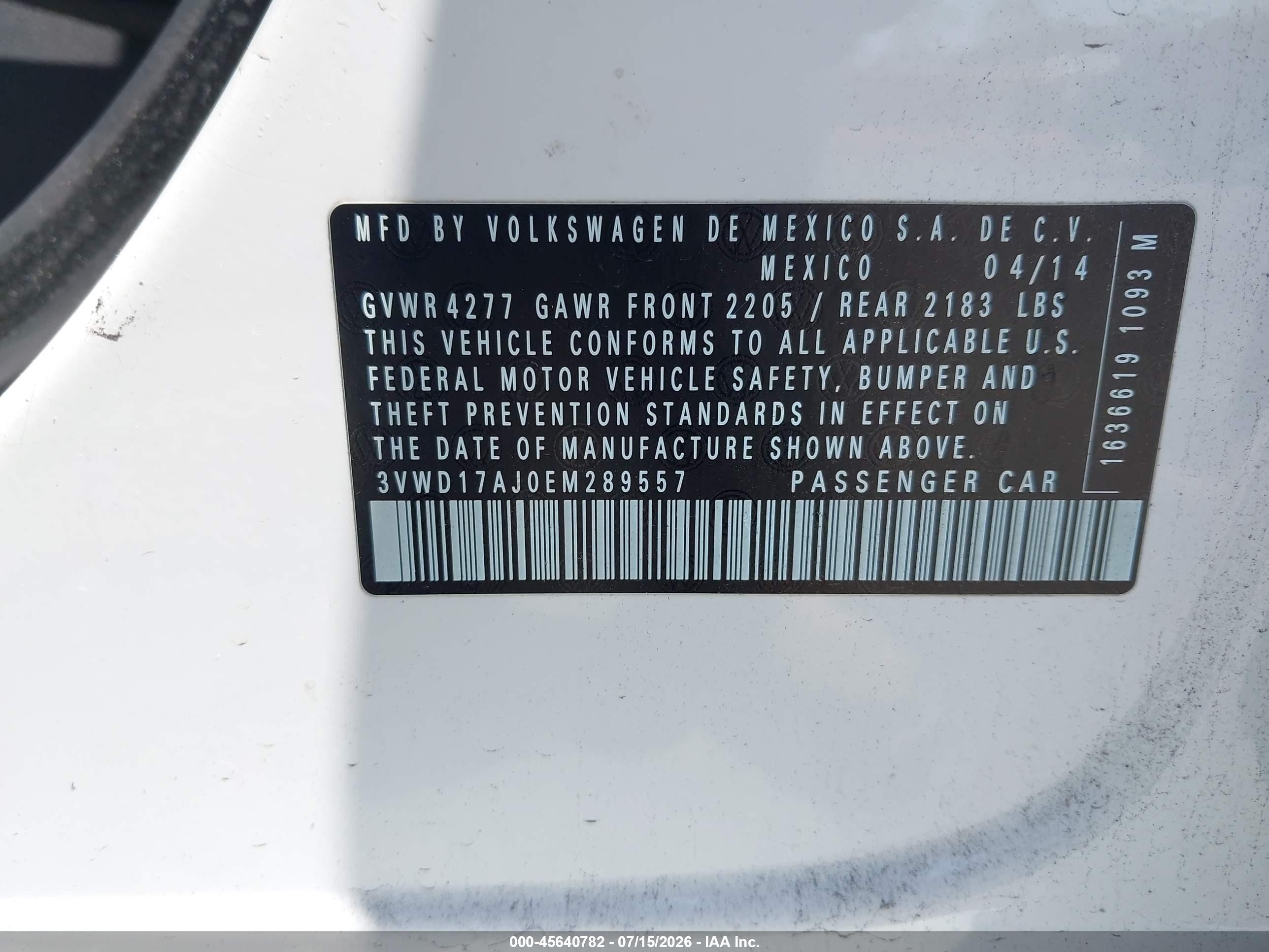 2014 Volkswagen Jetta 1.8t Se White vin: 3VWD17AJ0EM289557