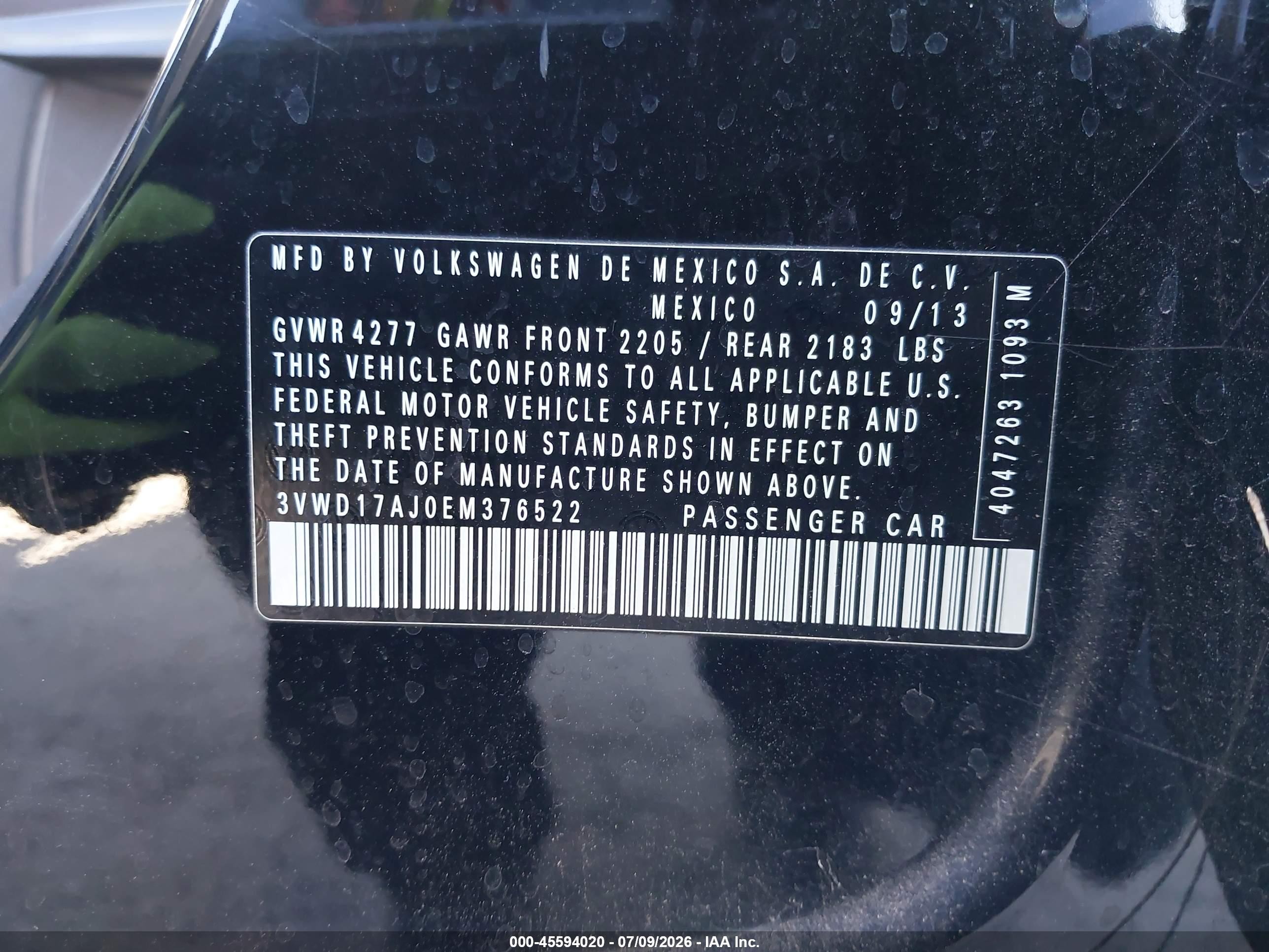 2014 Volkswagen Jetta 1.8t Se Черный vin: 3VWD17AJ0EM376522